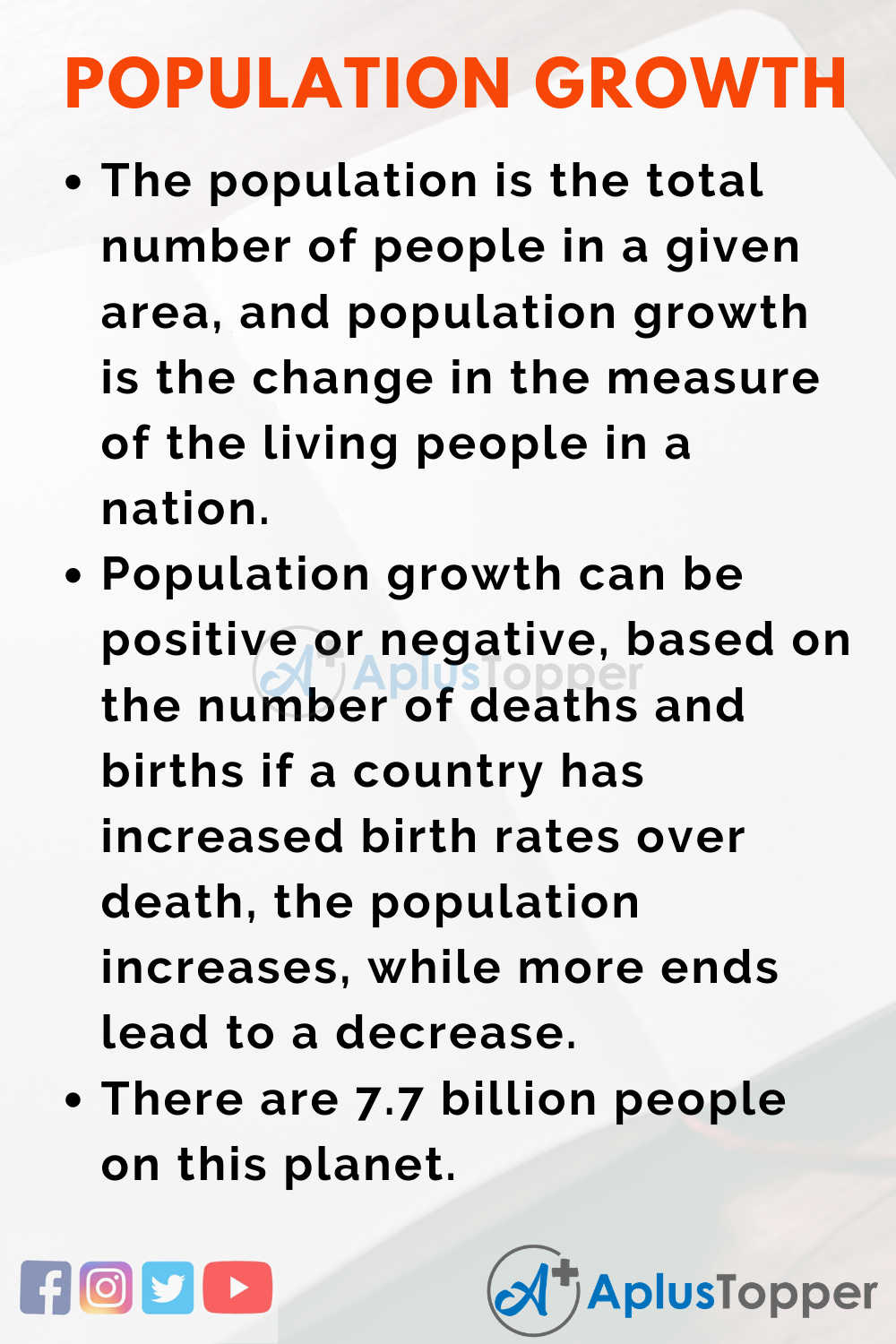 essay on population growth in 250 words