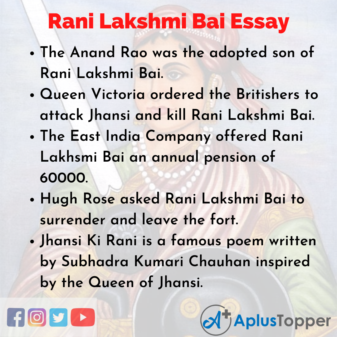 Short Poem On Rani Lakshmi Bai In English Rani Lakshmi Bai Essay | Essay On Rani Lakshmi Bai in English for