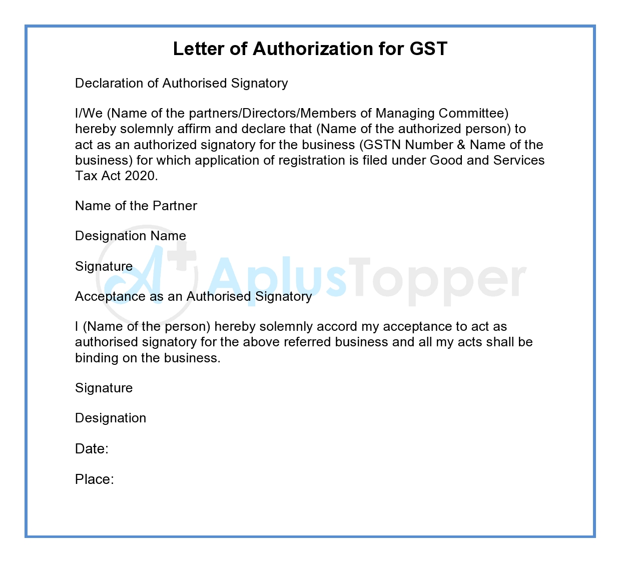 How Do I Write A Gst Letter Of Authorization