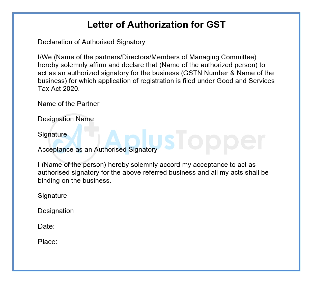 Authorization Letter Format India Free Printable Templates