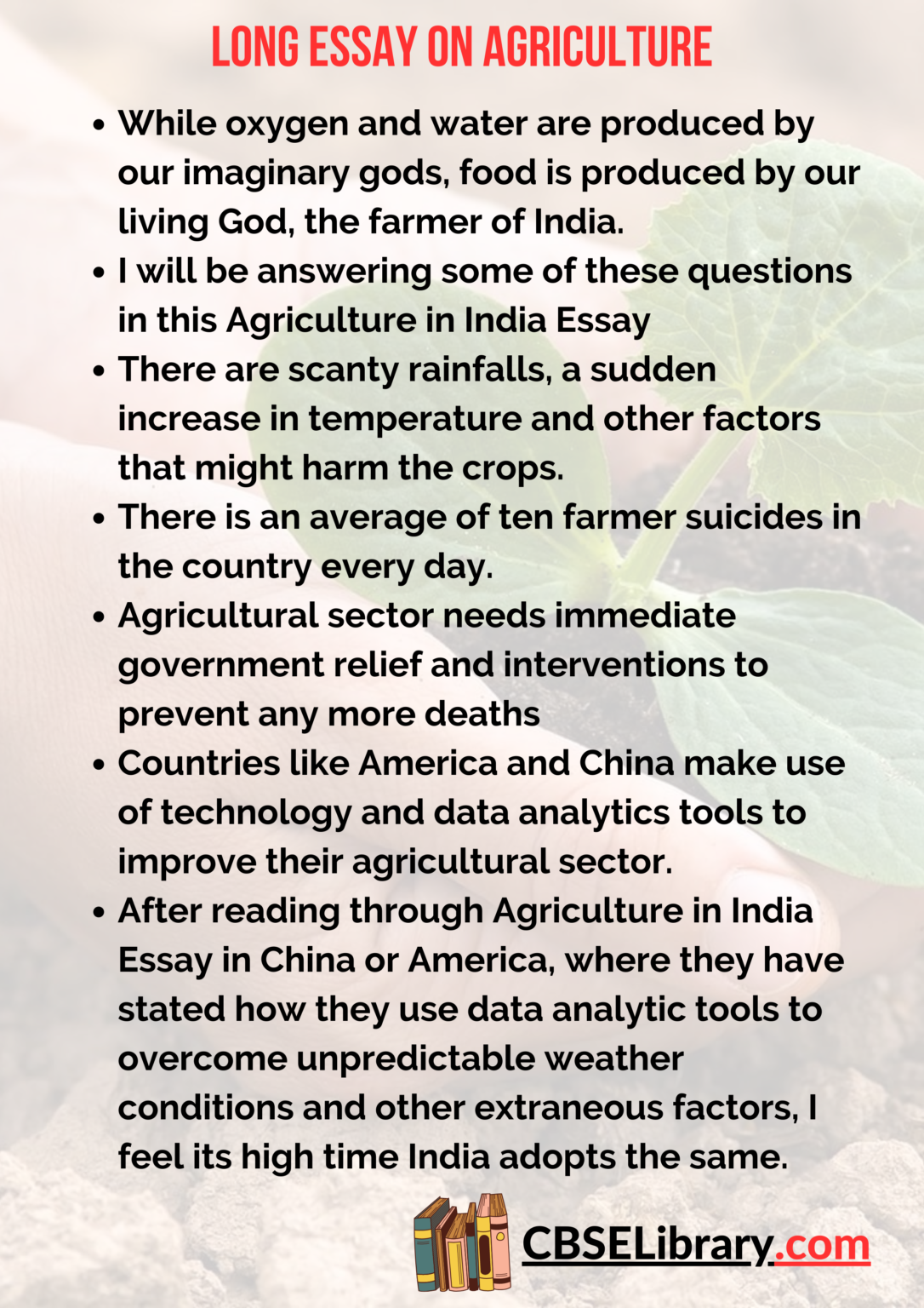 essay on agriculture backbone of india