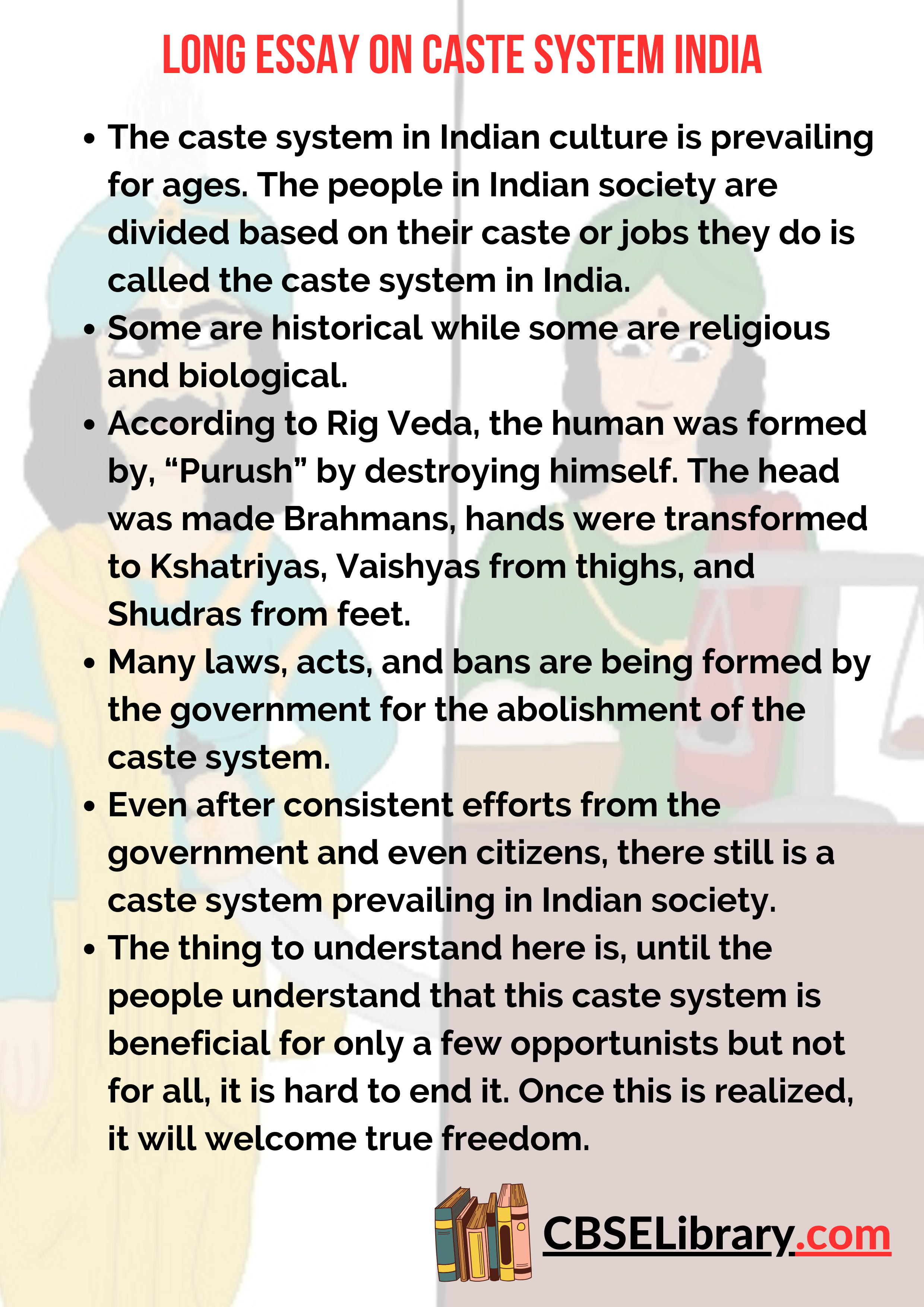 150 words essay on caste system