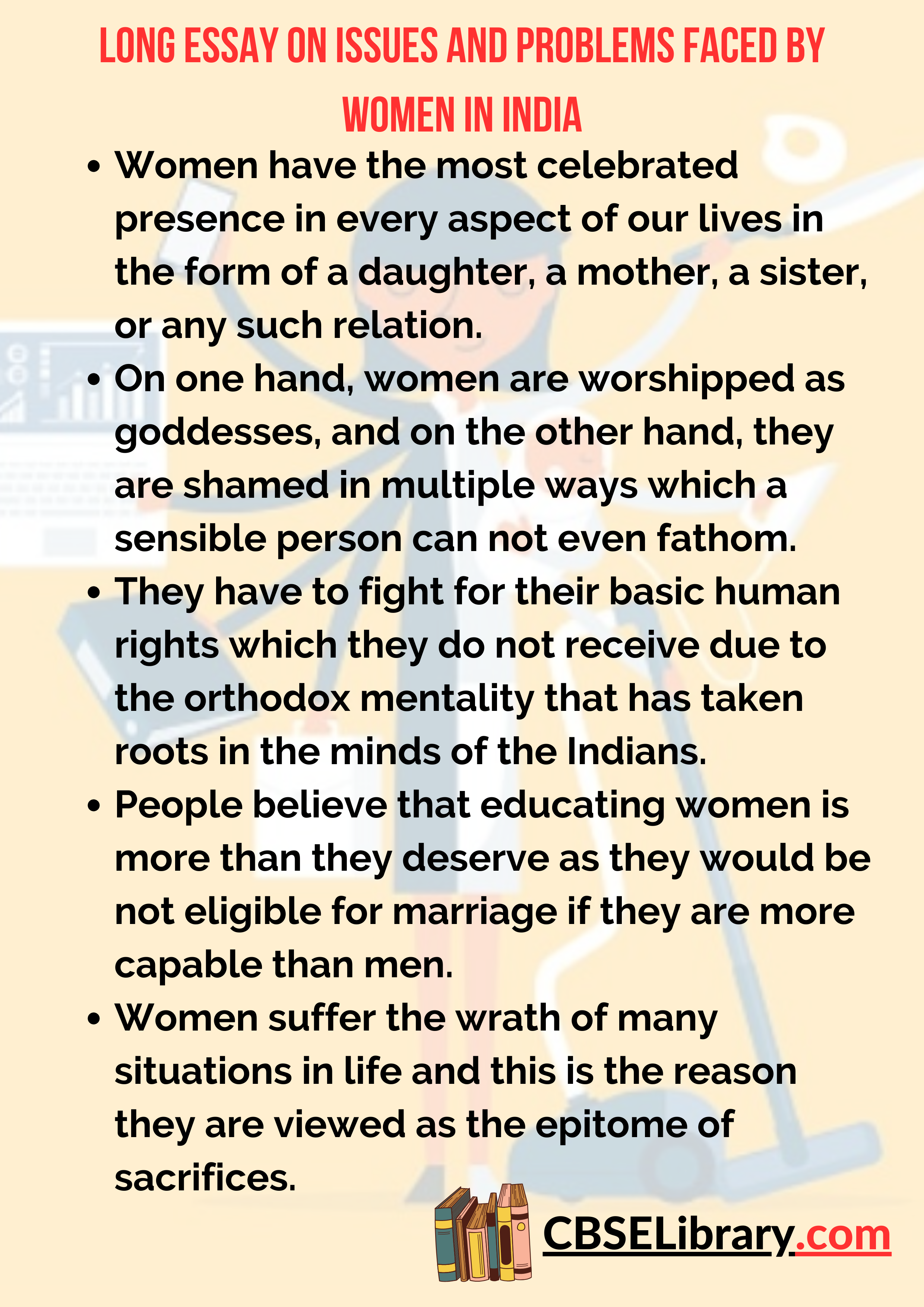 Long Essay on Issues and Problems Faced by Women in India