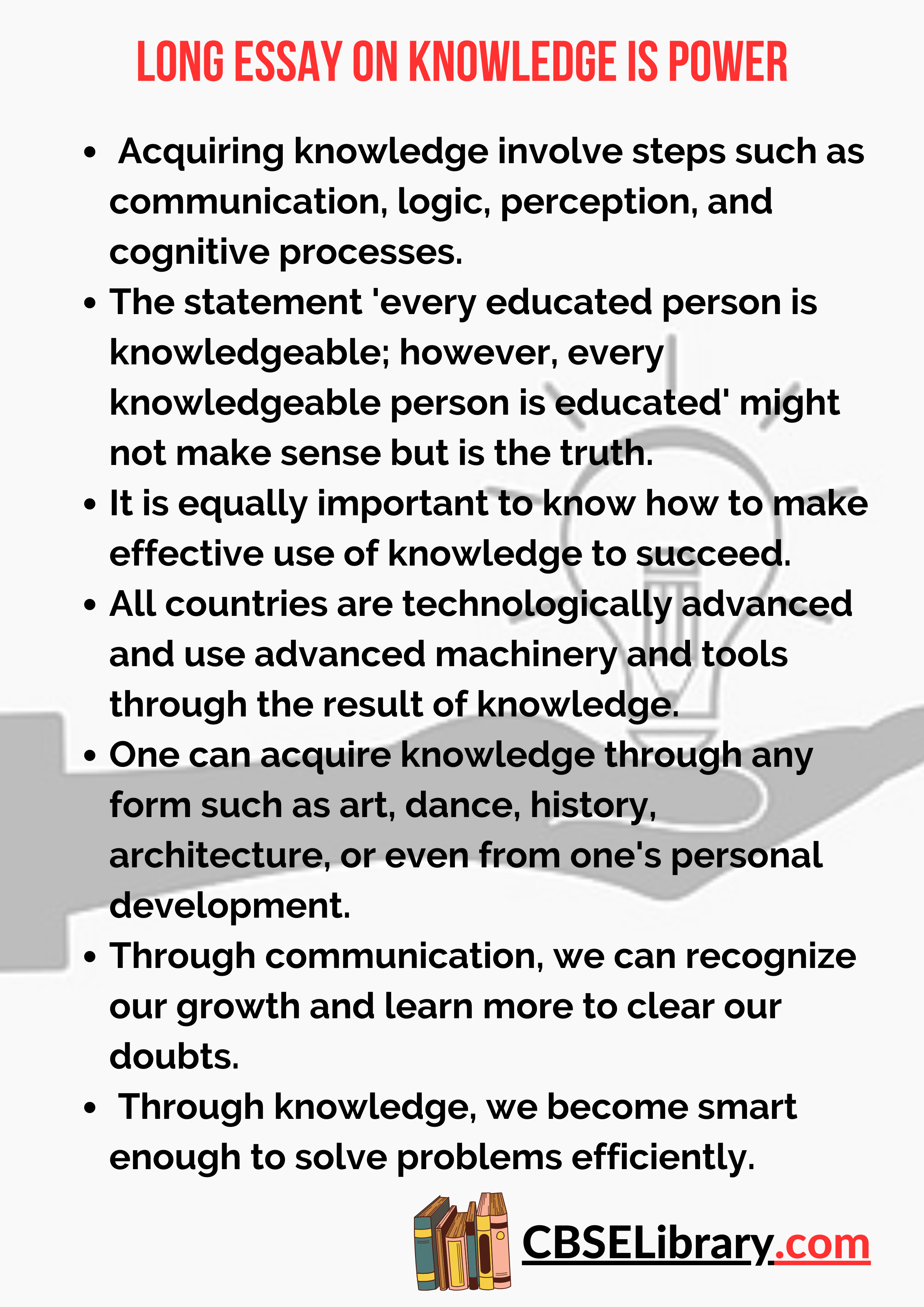 knowledge is power essay in english for class 10