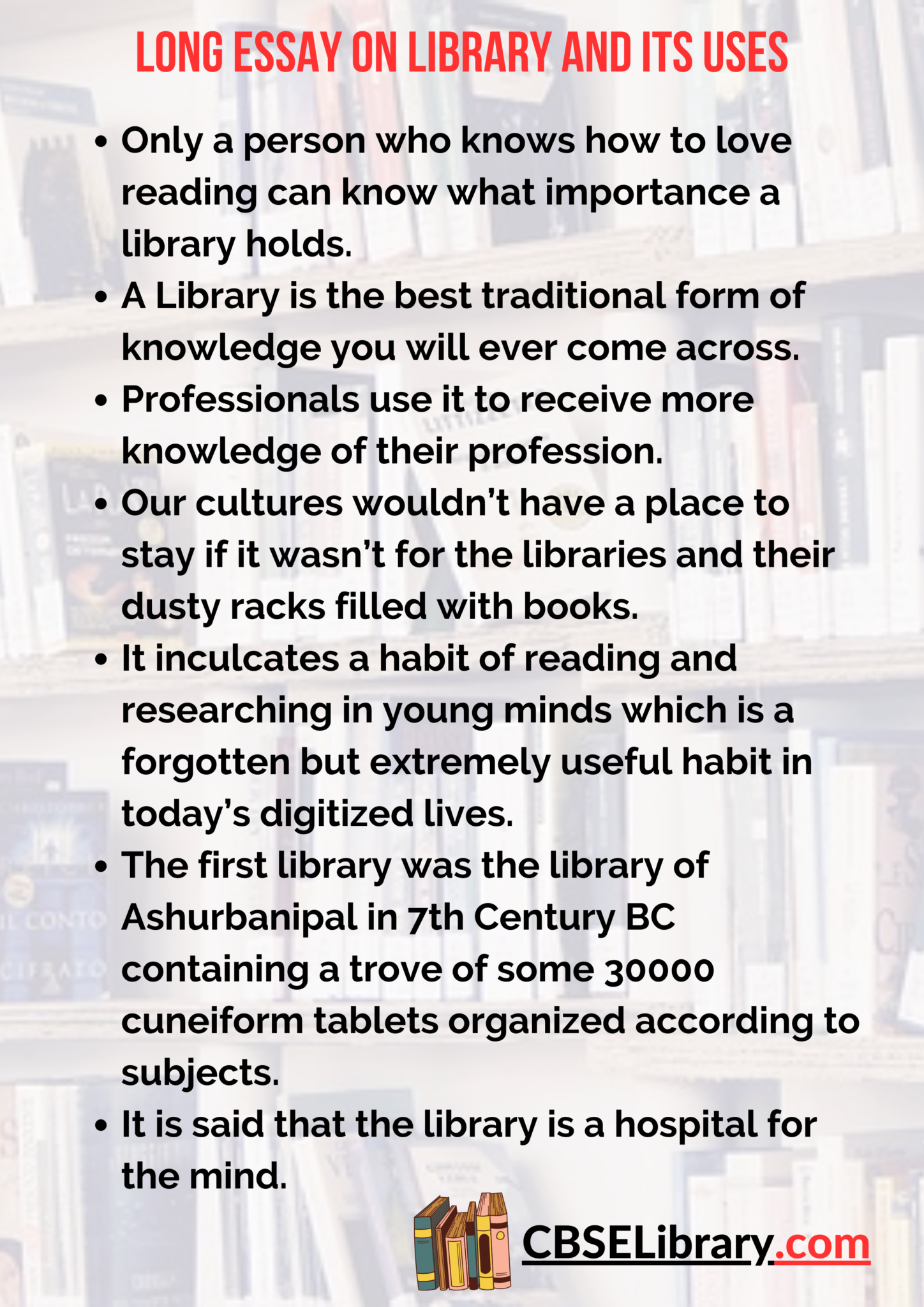 essay on library and its uses