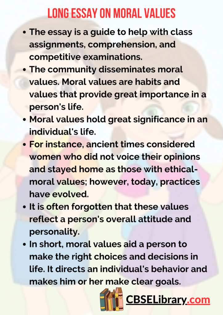 essay on moral values of students
