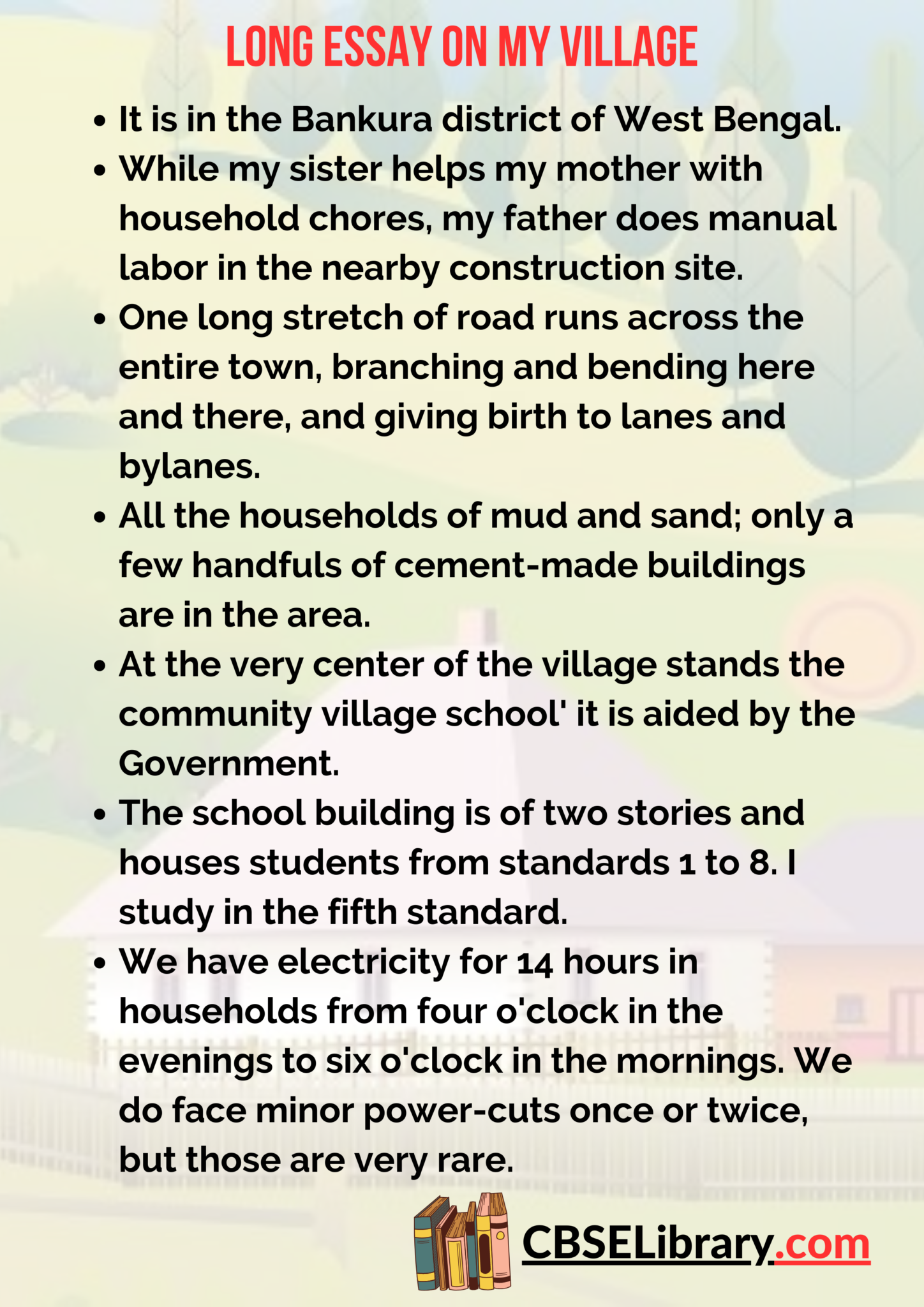 my village essay in english 150 words for class 6