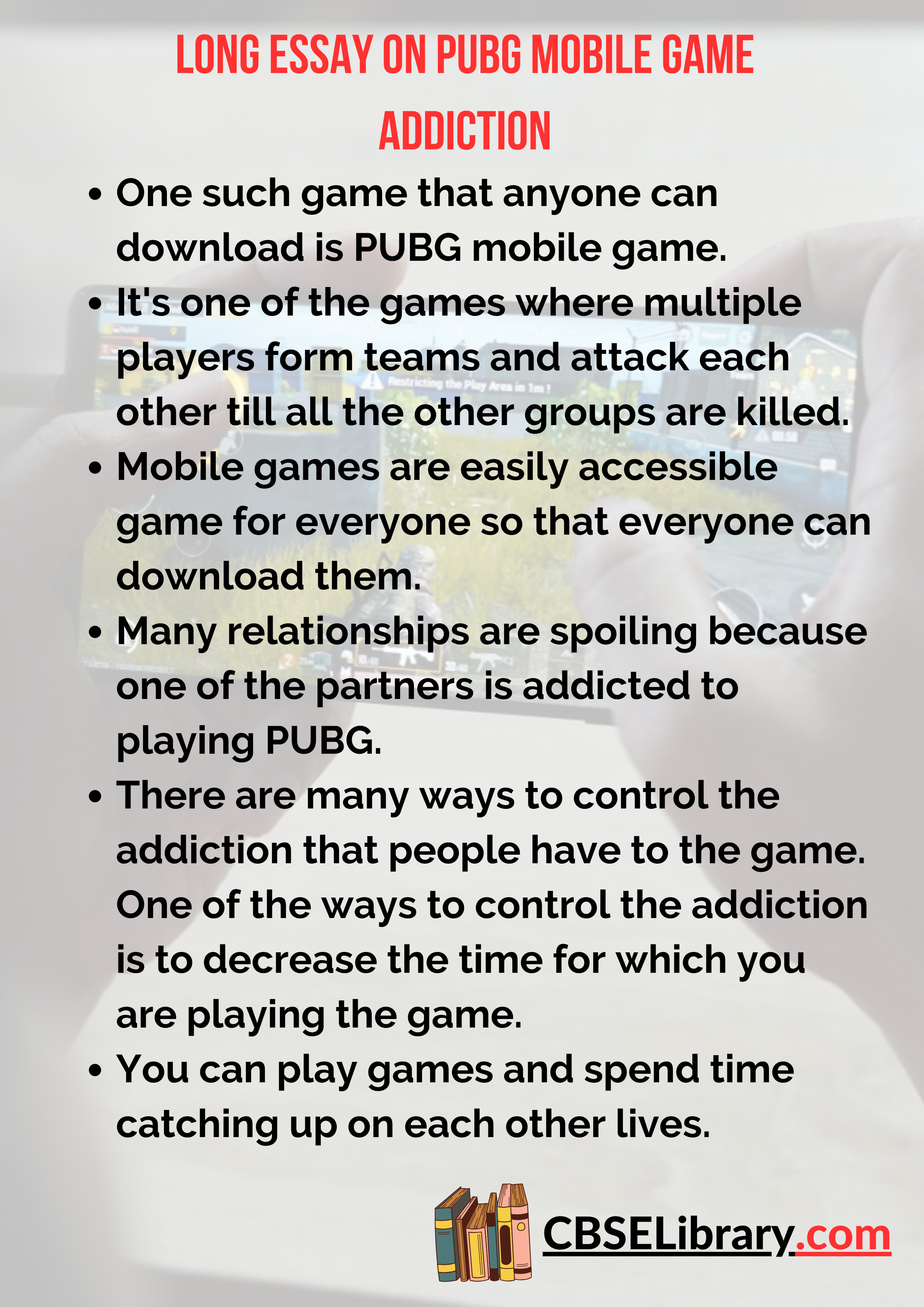 Long Essay on PUBG Mobile Game Addiction