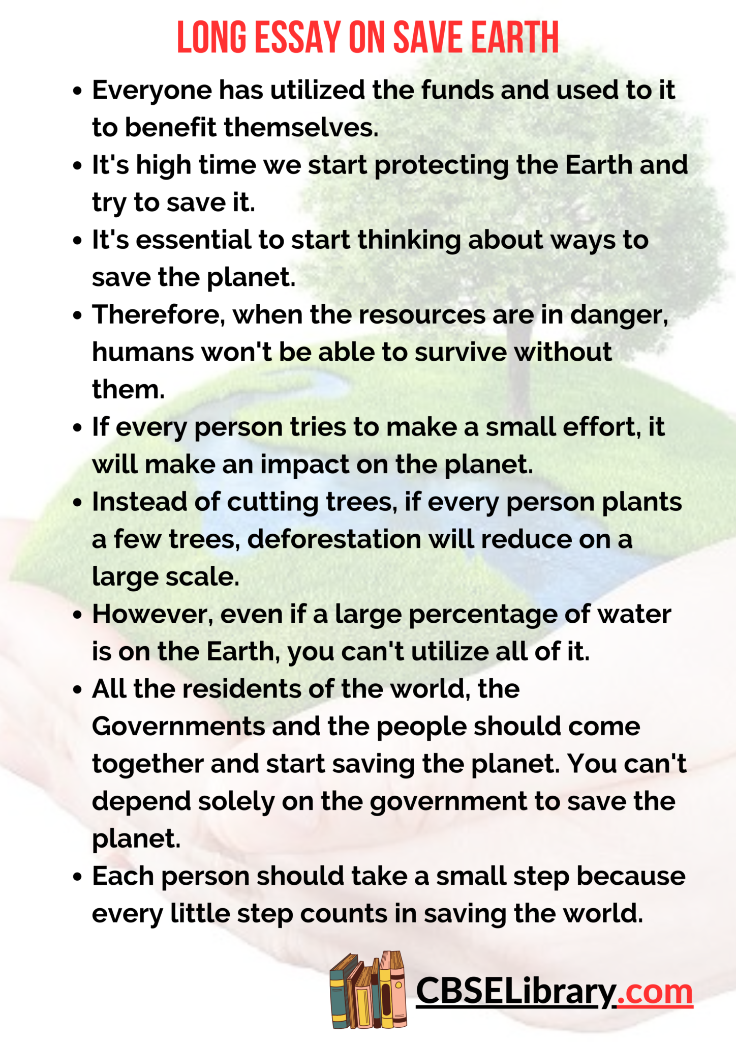 essay on save earth
