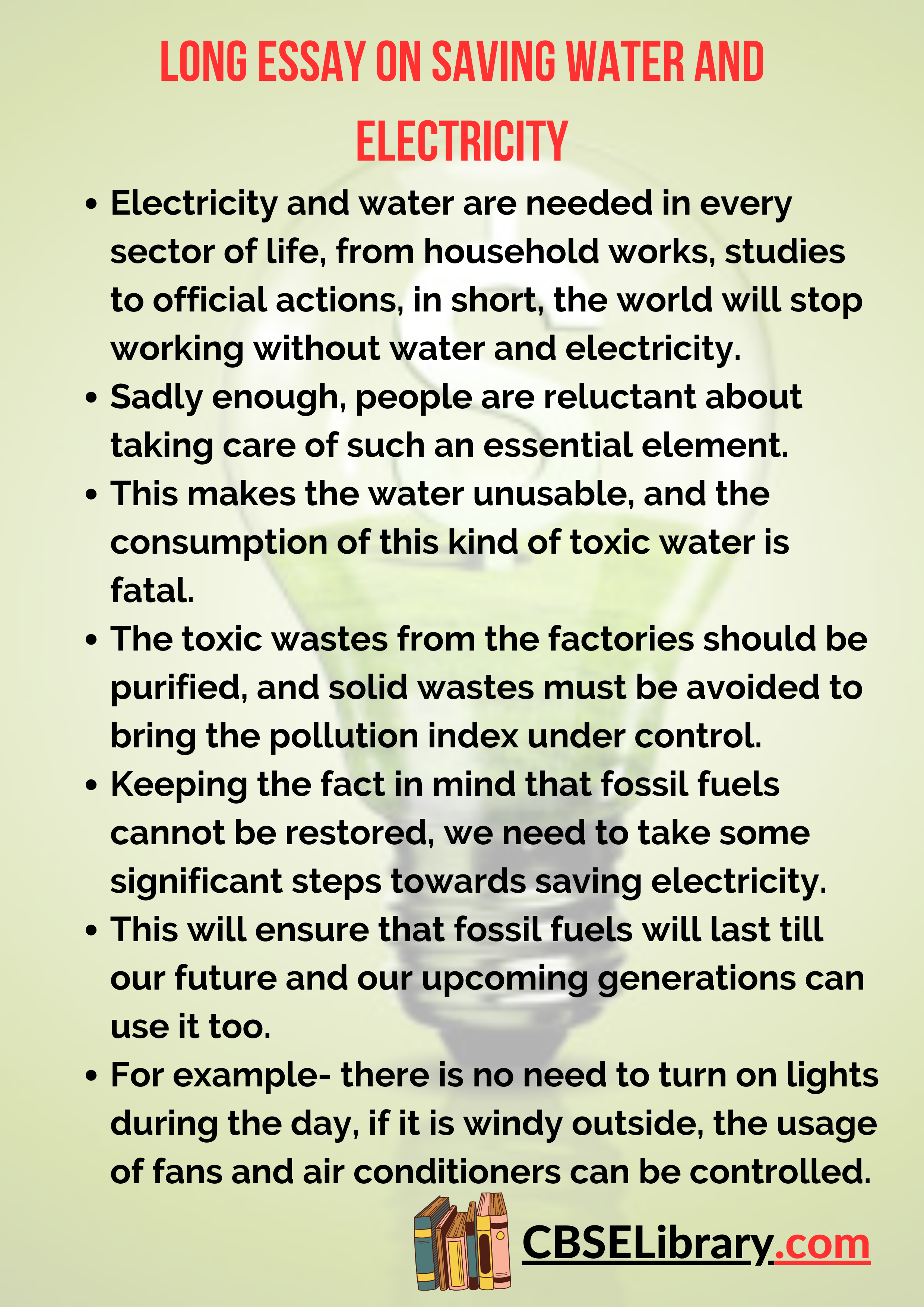 Long Essay on Saving Water and Electricity