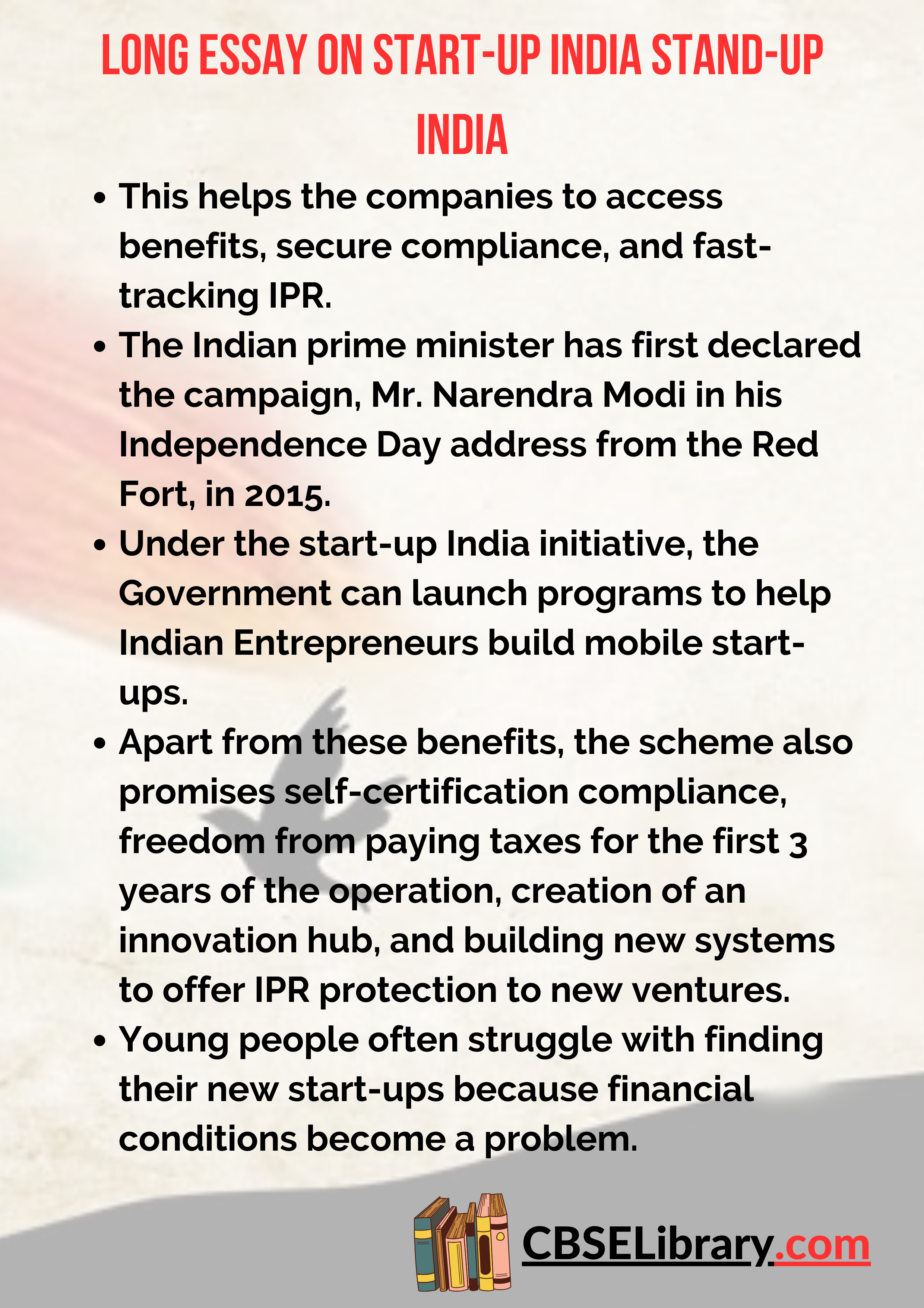 Long Essay on Start-up India Stand-up India