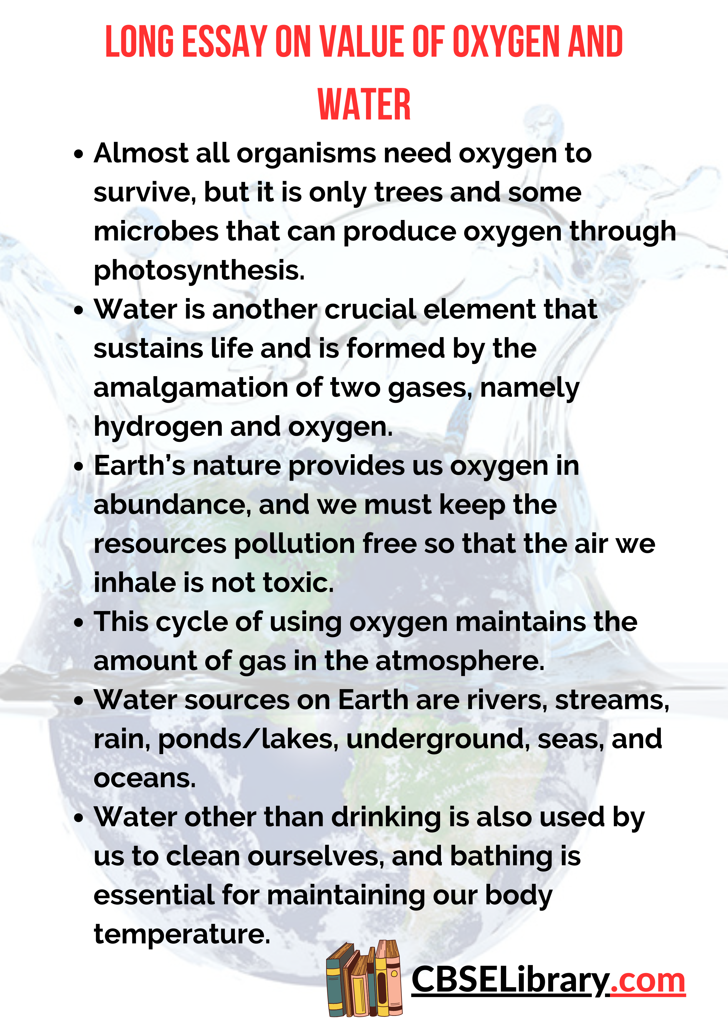 Long Essay on Value of Oxygen and Water