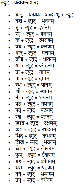 Lyut Pratyay in Sanskrit