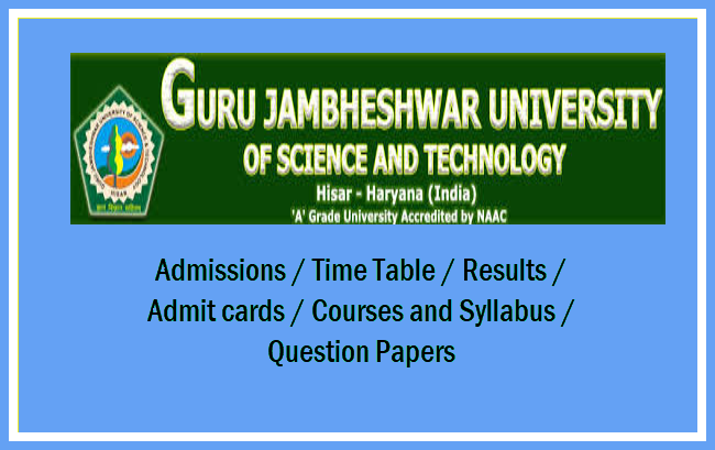 Guru Jambheshwar University Distance Education Admission 2020