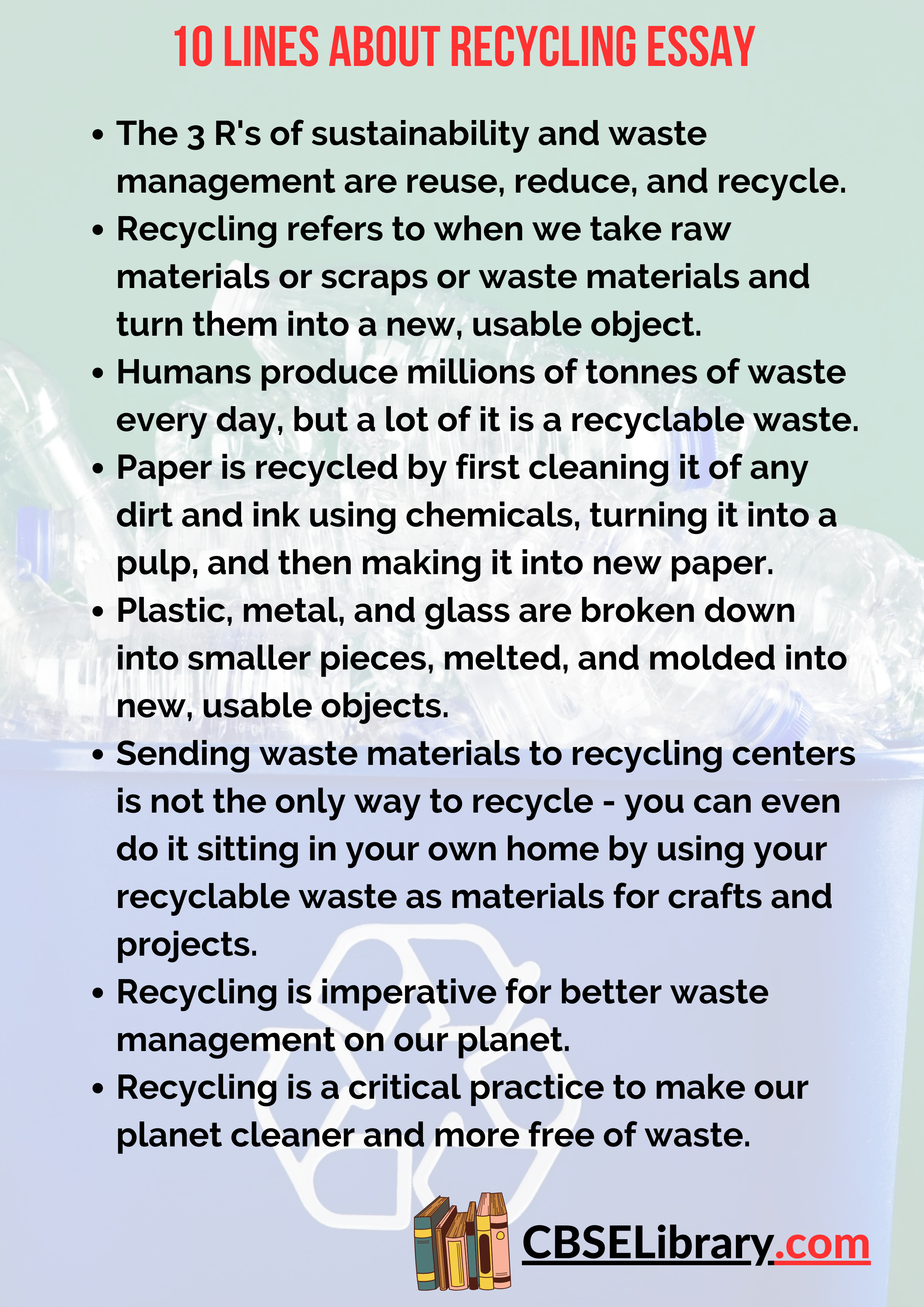 10 Lines About Recycling Essay