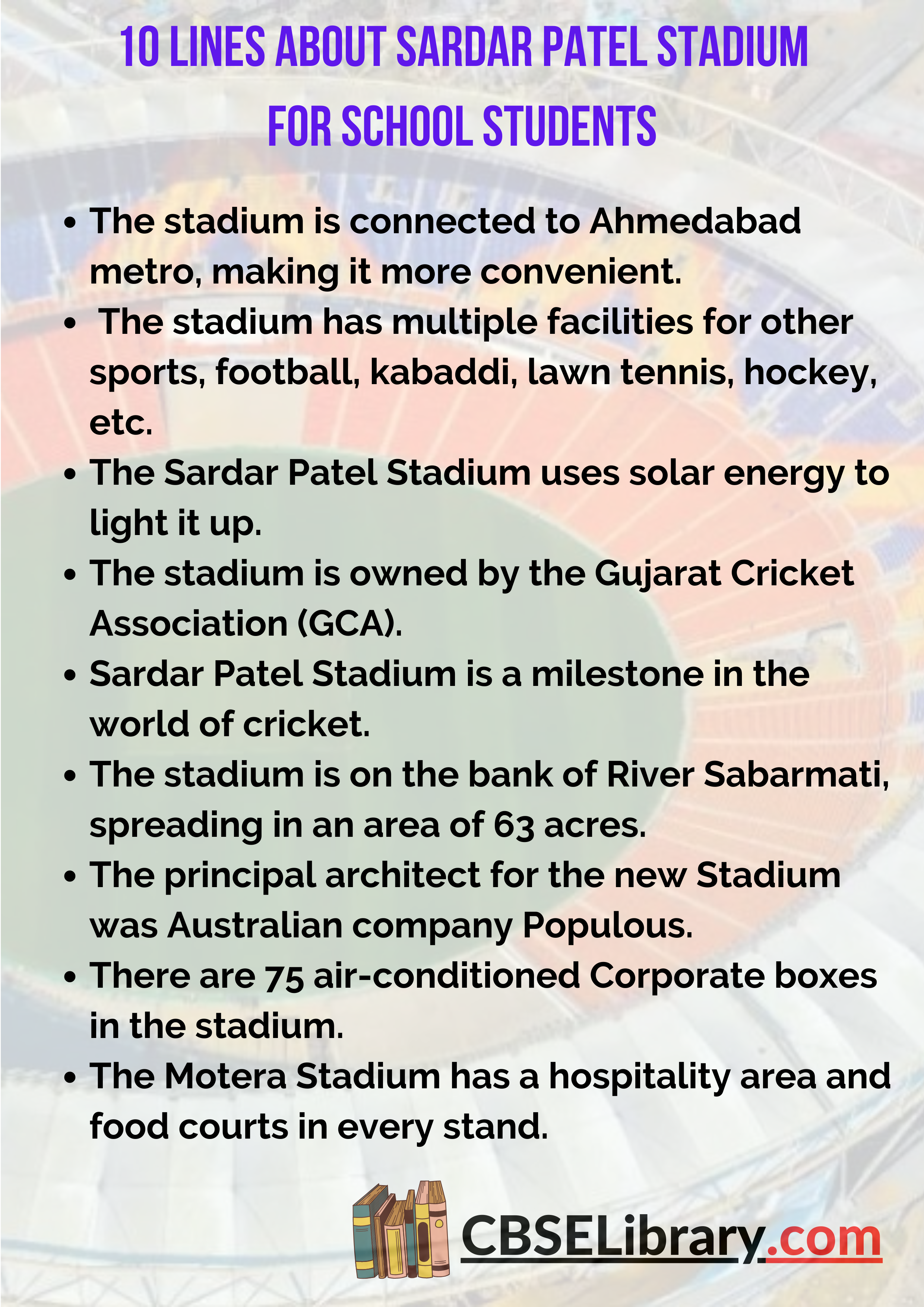 10 Lines About Sardar Patel Stadium for School Students