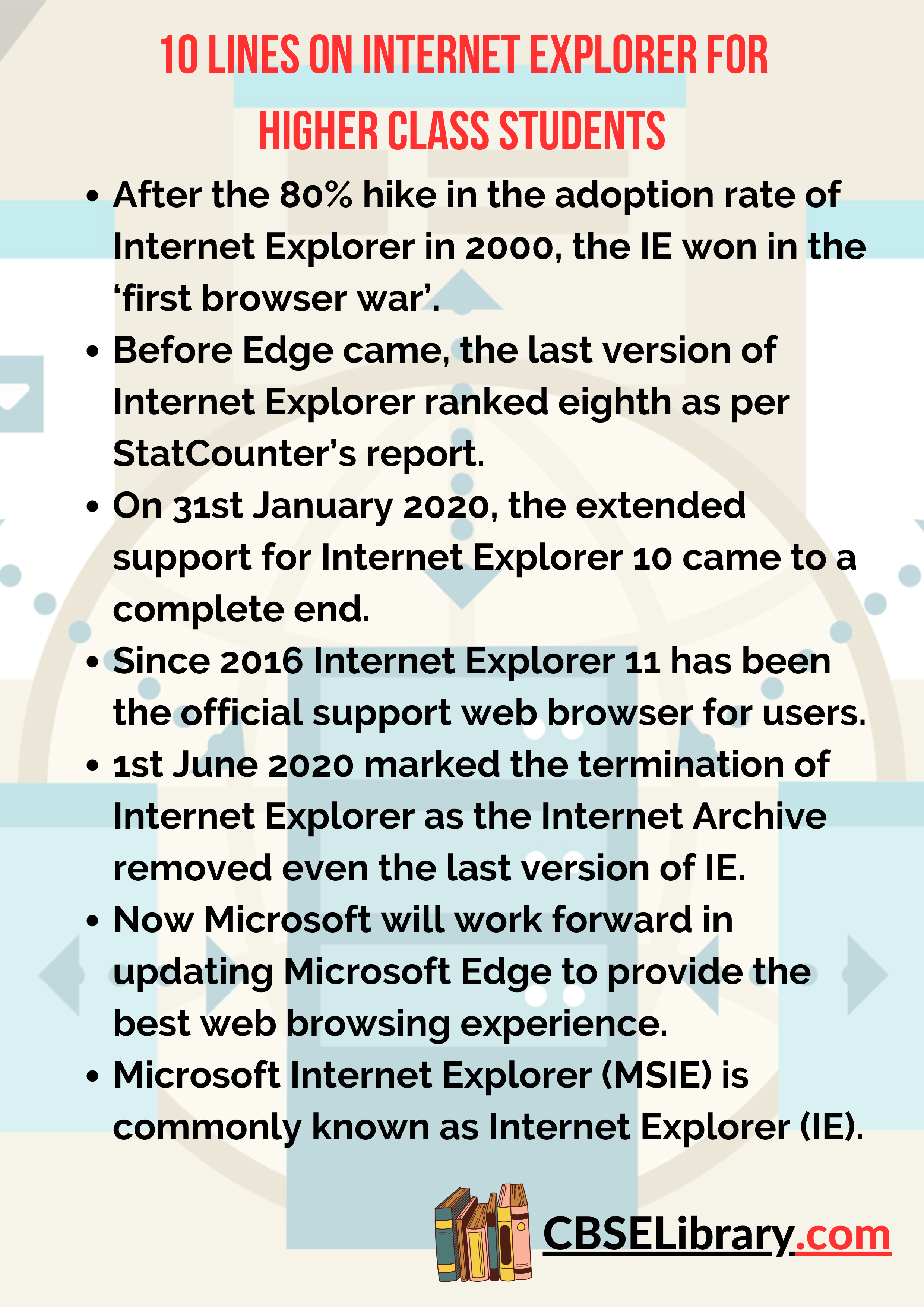 10 Lines On Internet Explorer for Higher Class Students