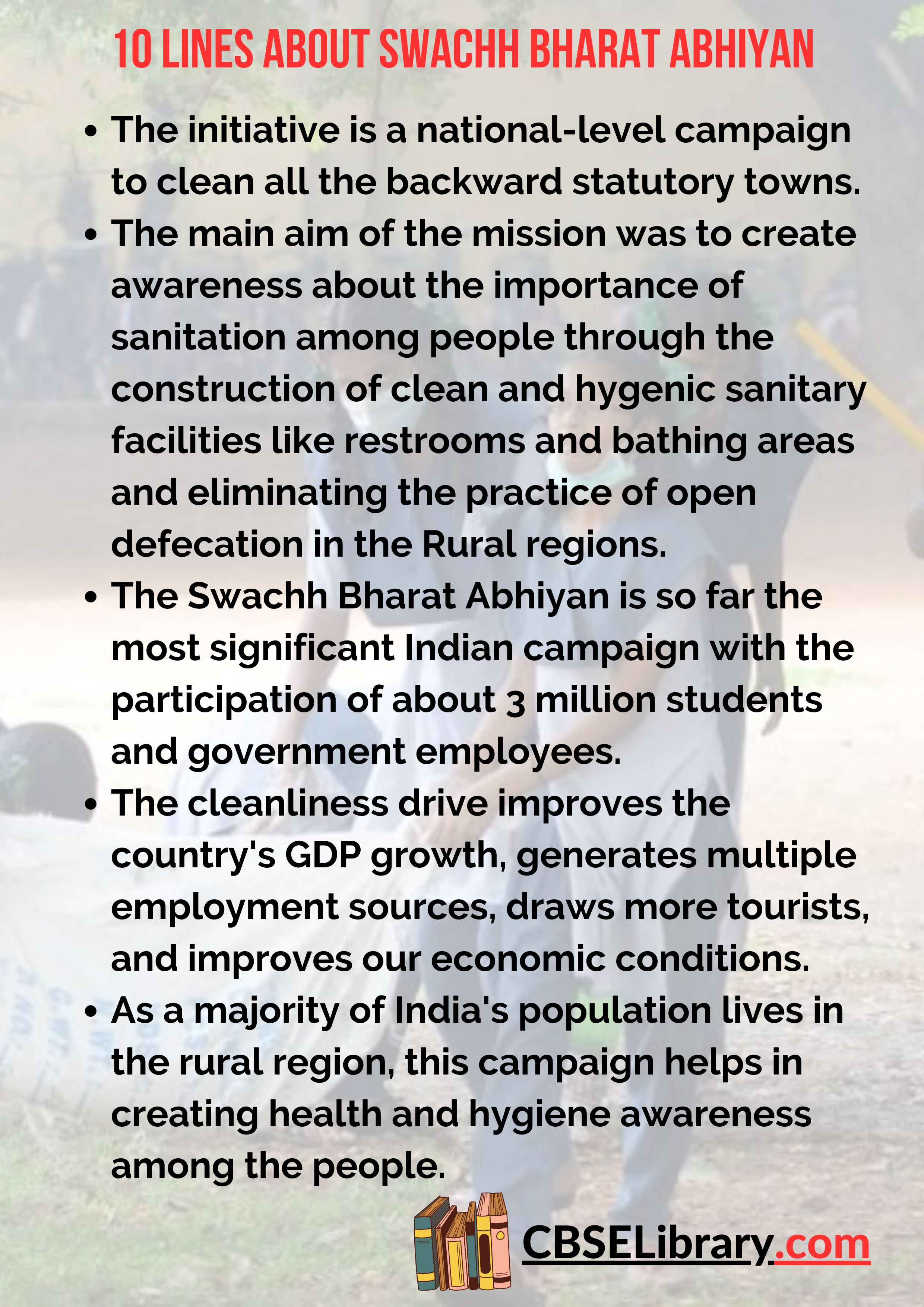 10 Lines about Swachh Bharat Abhiyan