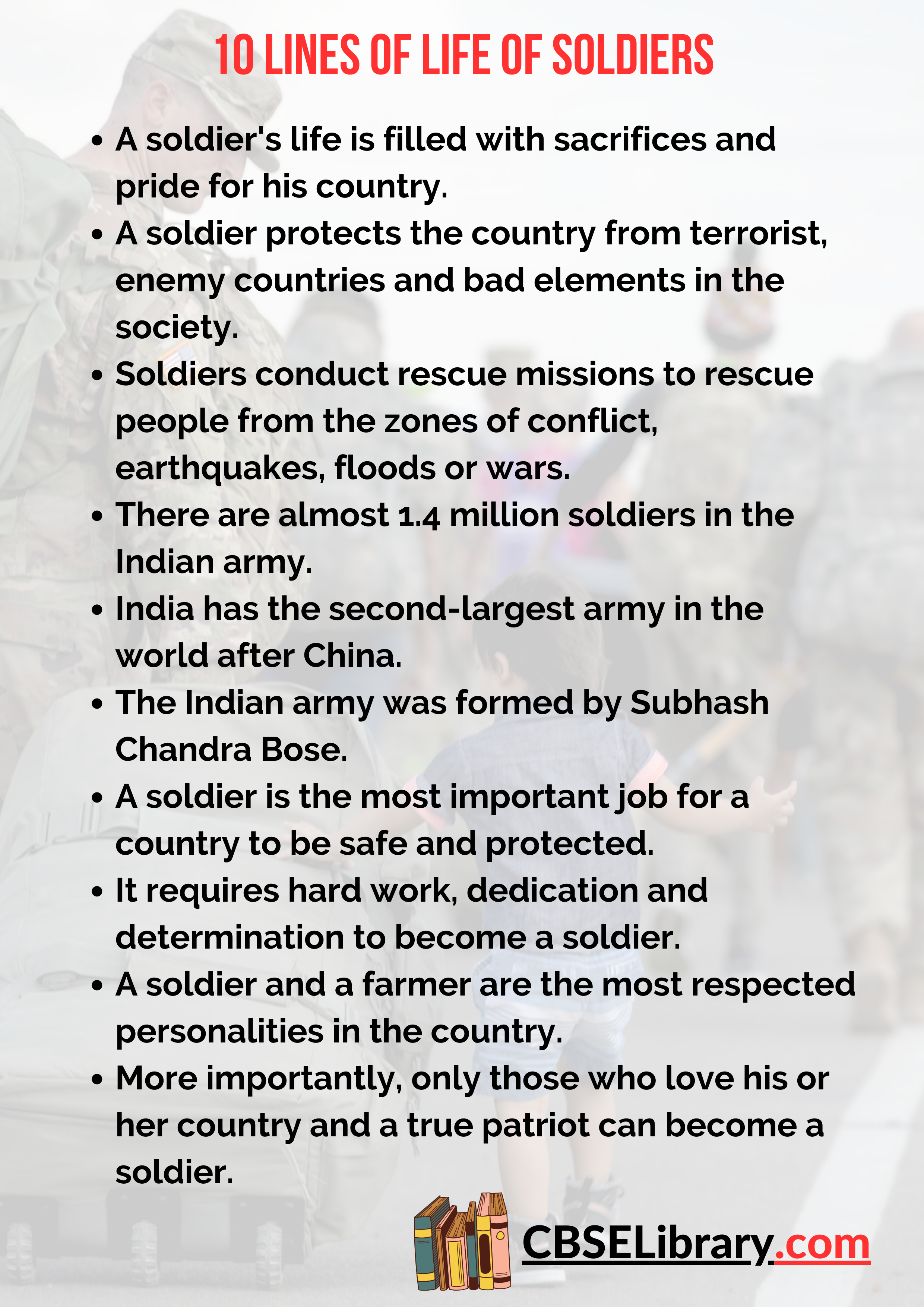10 Lines of Life of Soldiers