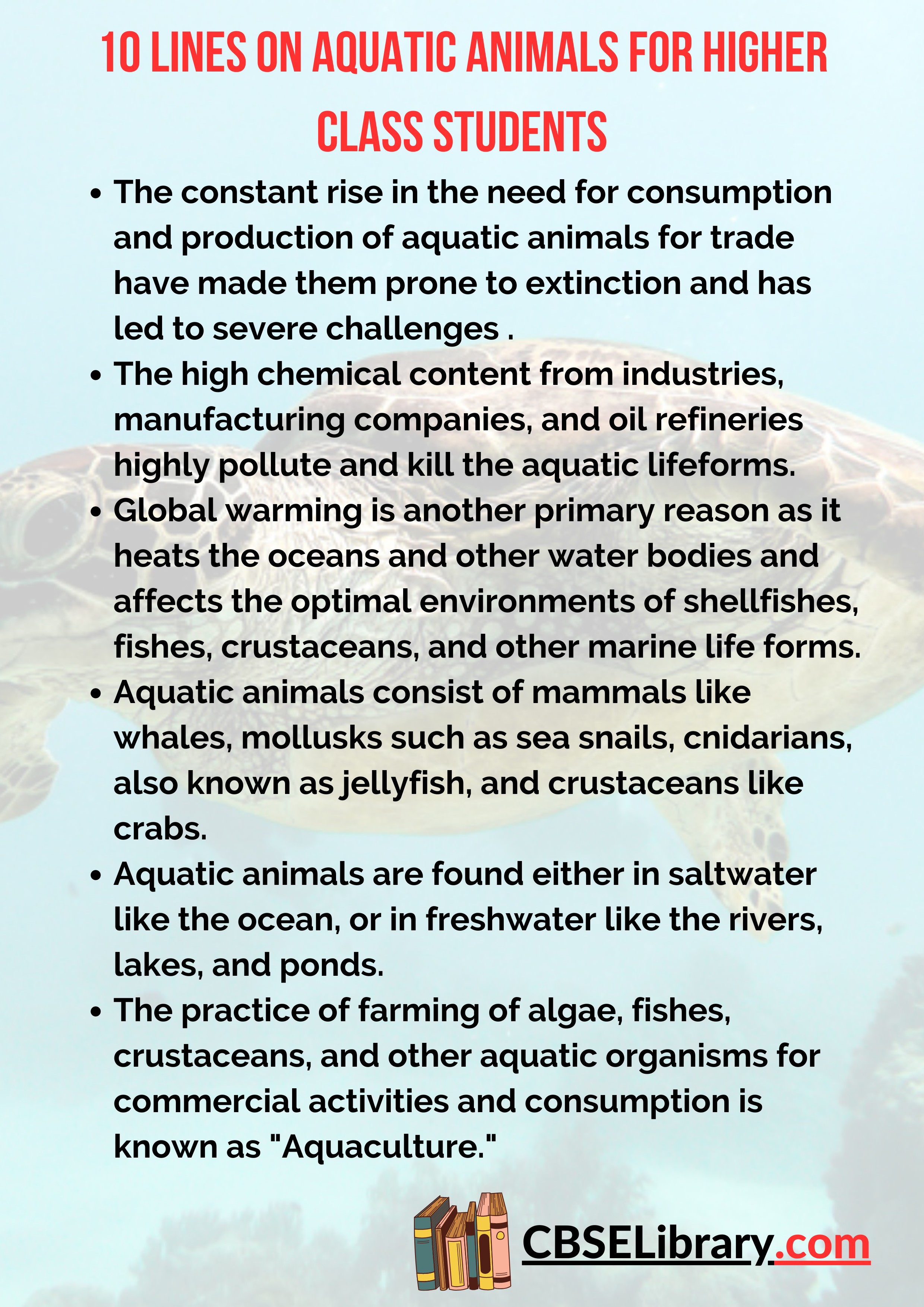 10 Lines on Aquatic Animals for Higher Class Students
