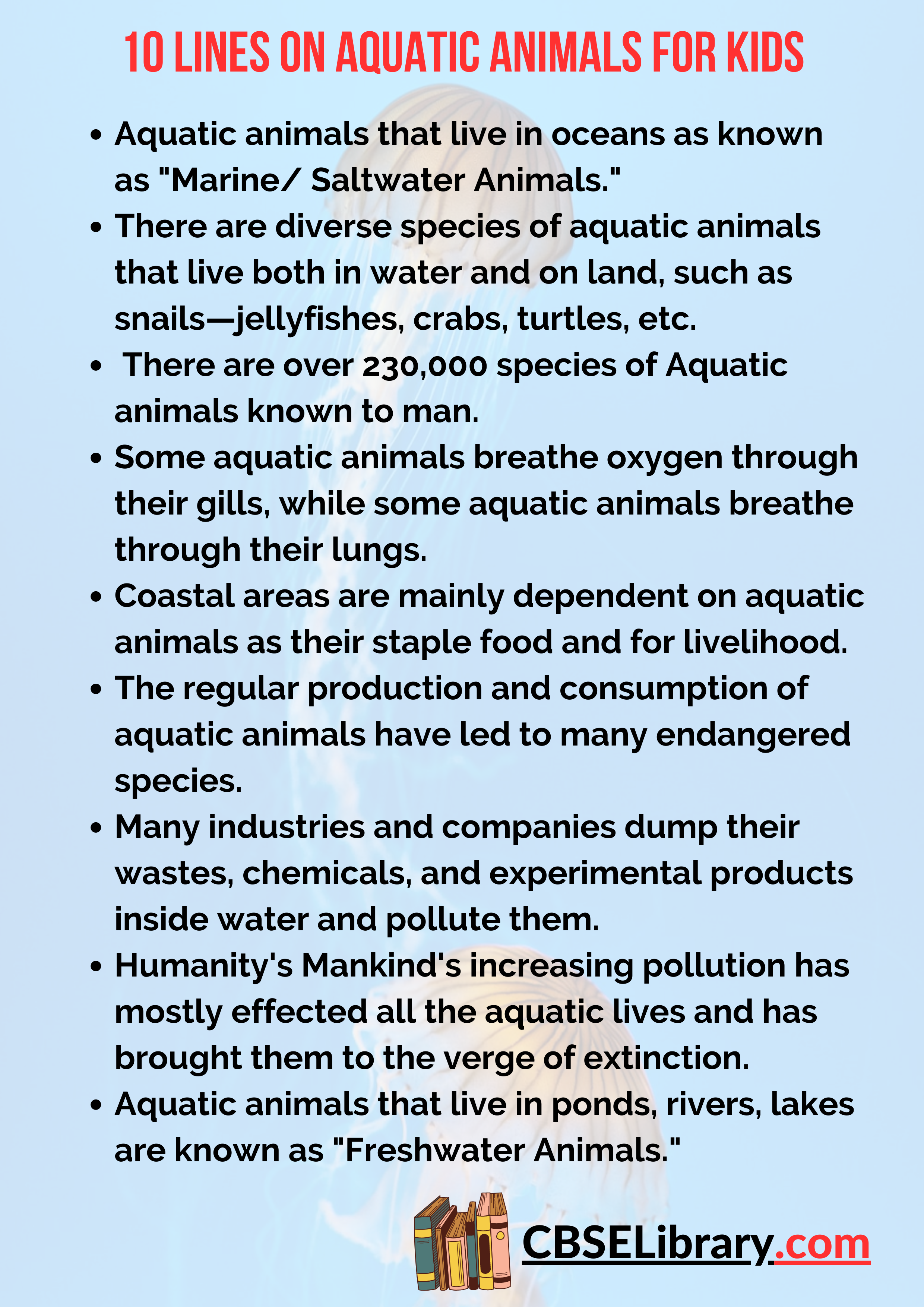 10 Lines on Aquatic Animals for Kids