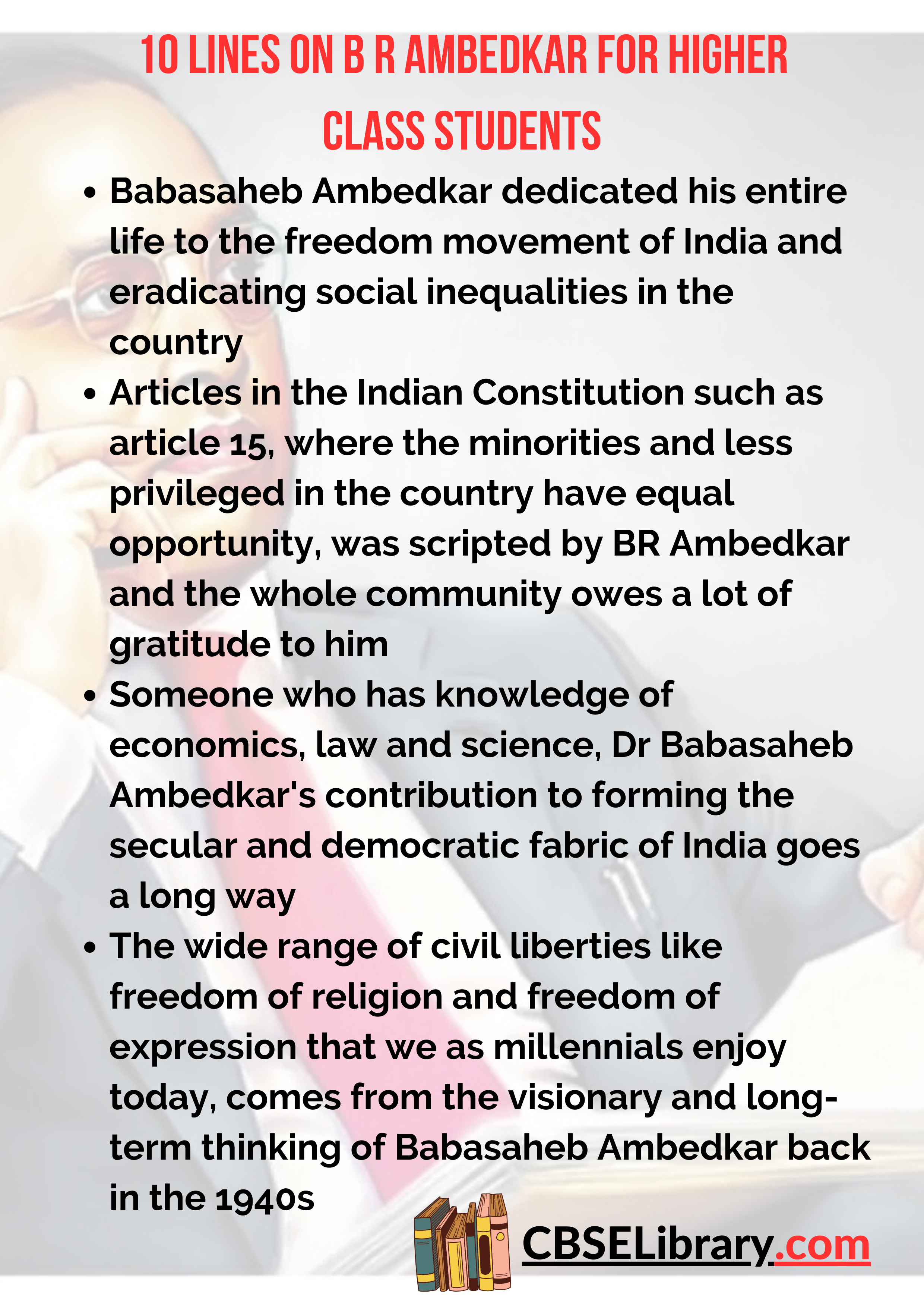 10 Lines on B R Ambedkar for Higher Class Students