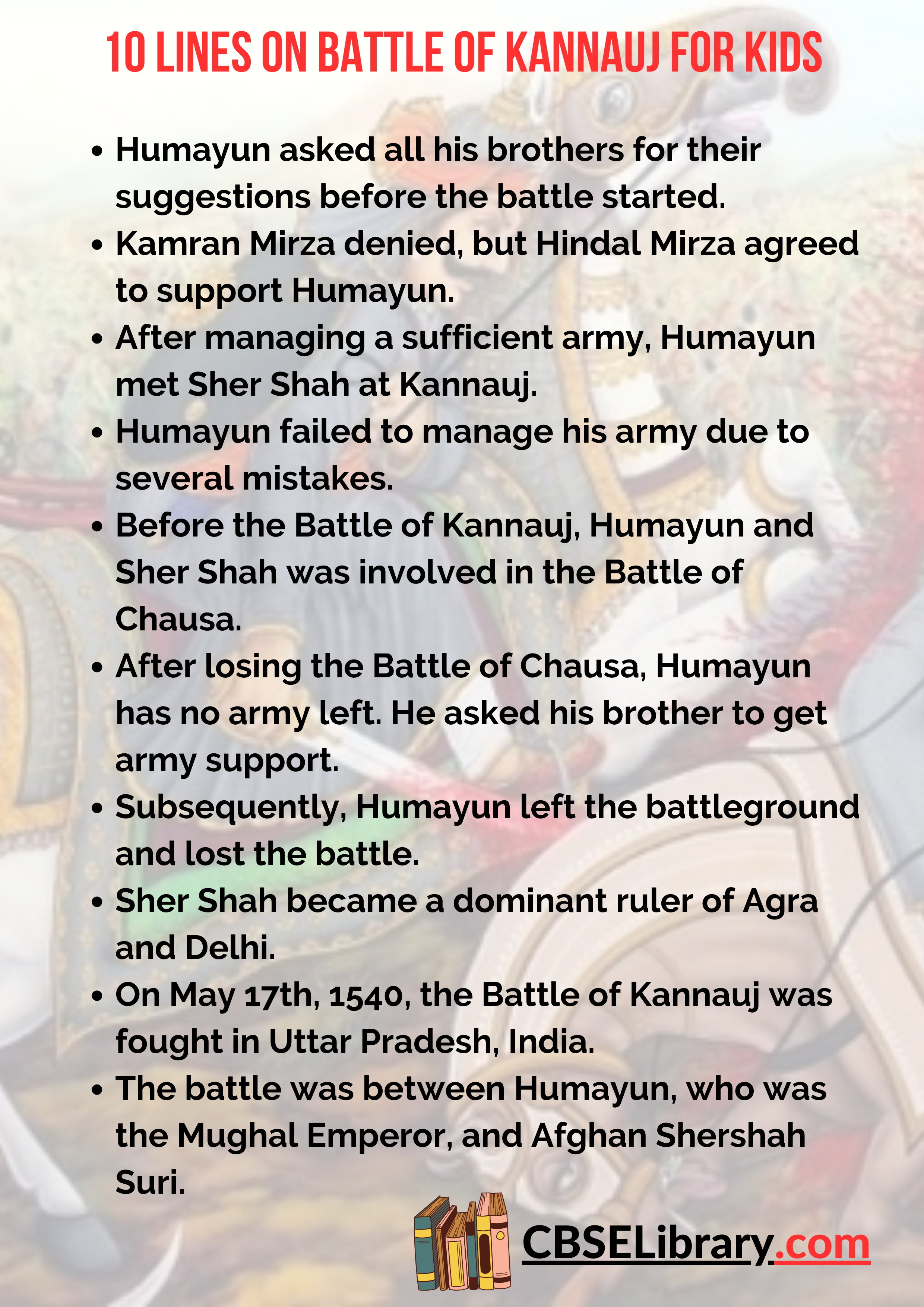 10 Lines on Battle of Kannauj for Kids