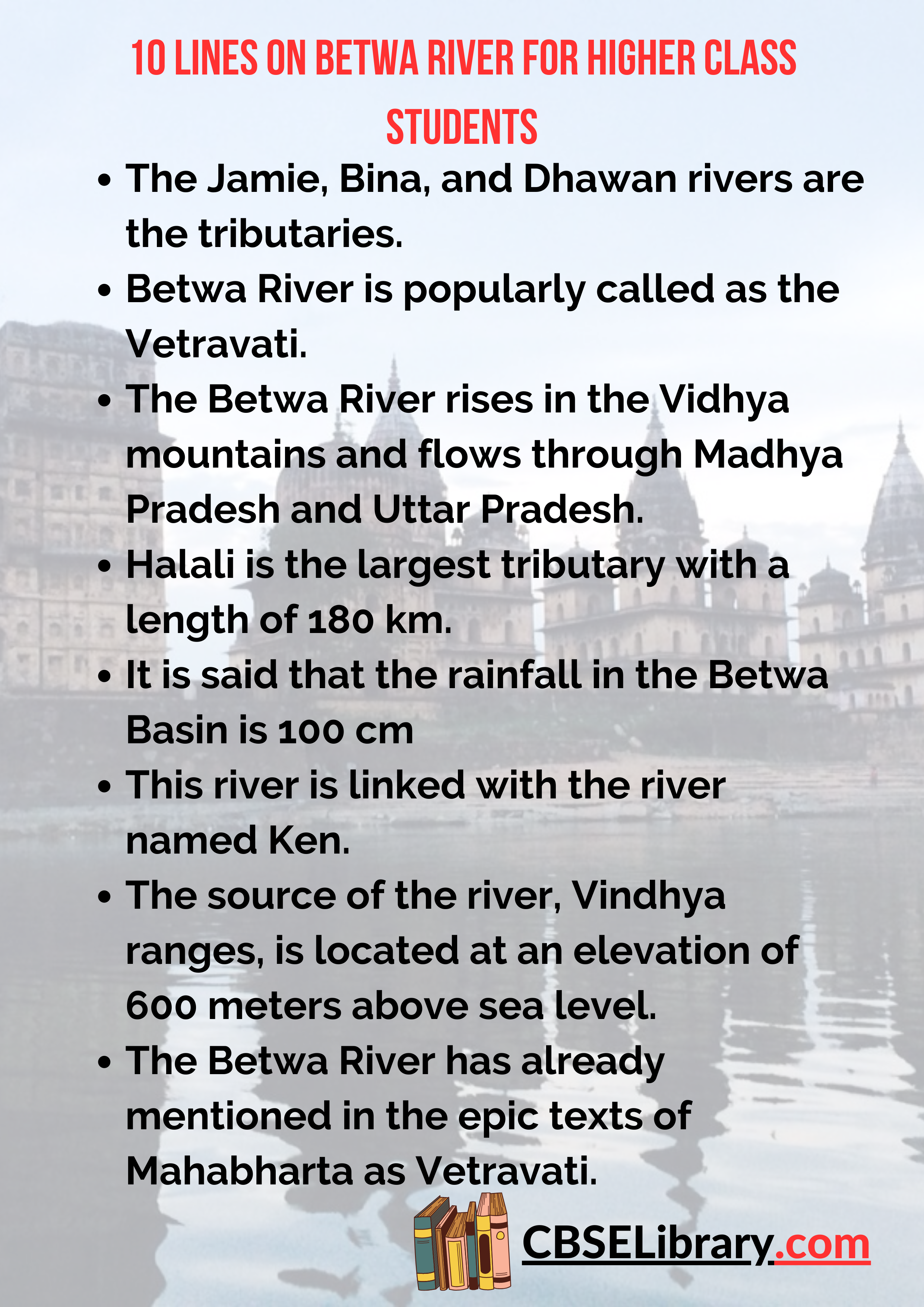 10 Lines on Betwa River for Higher Class Students