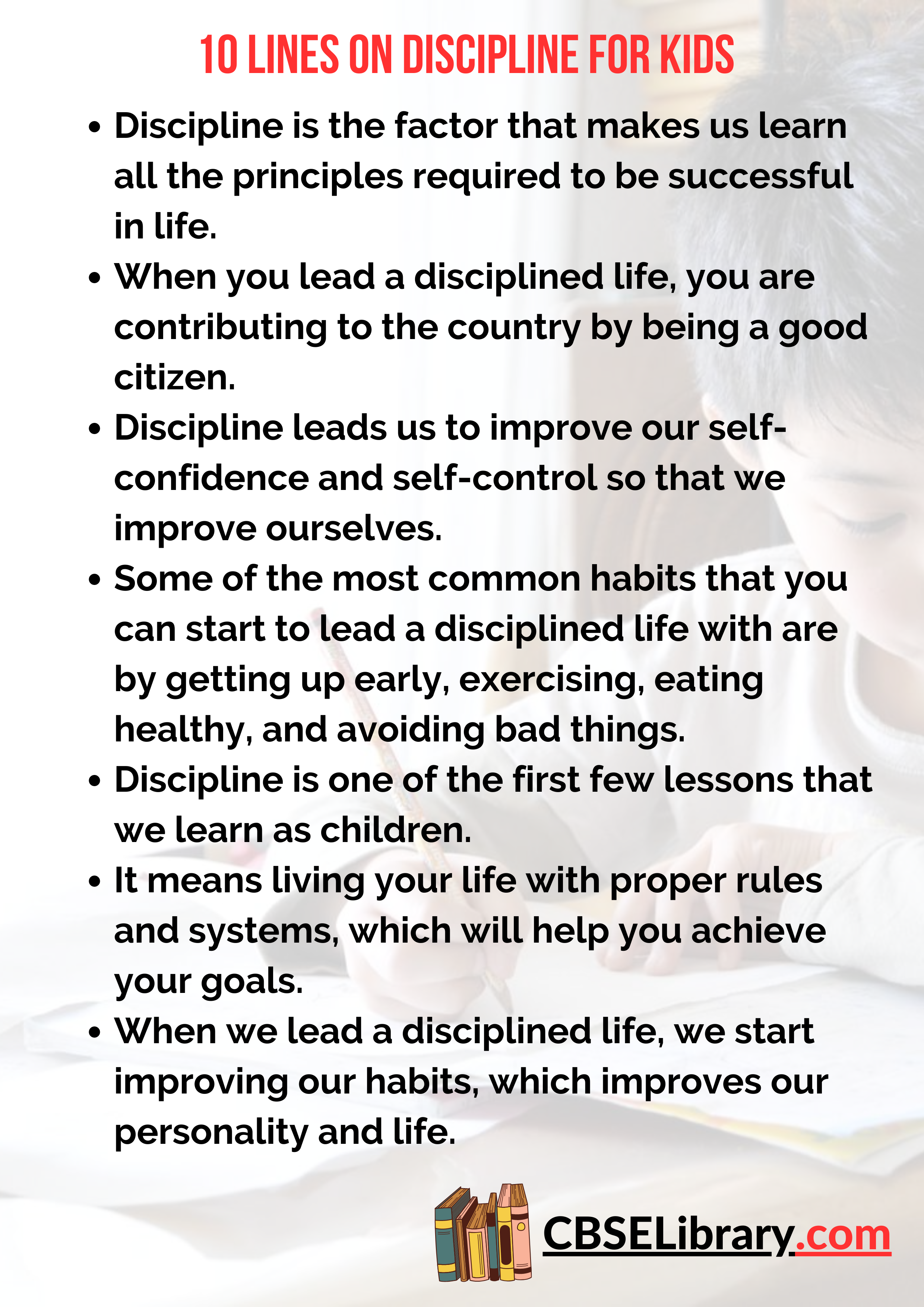 10 Lines on Discipline for Kids