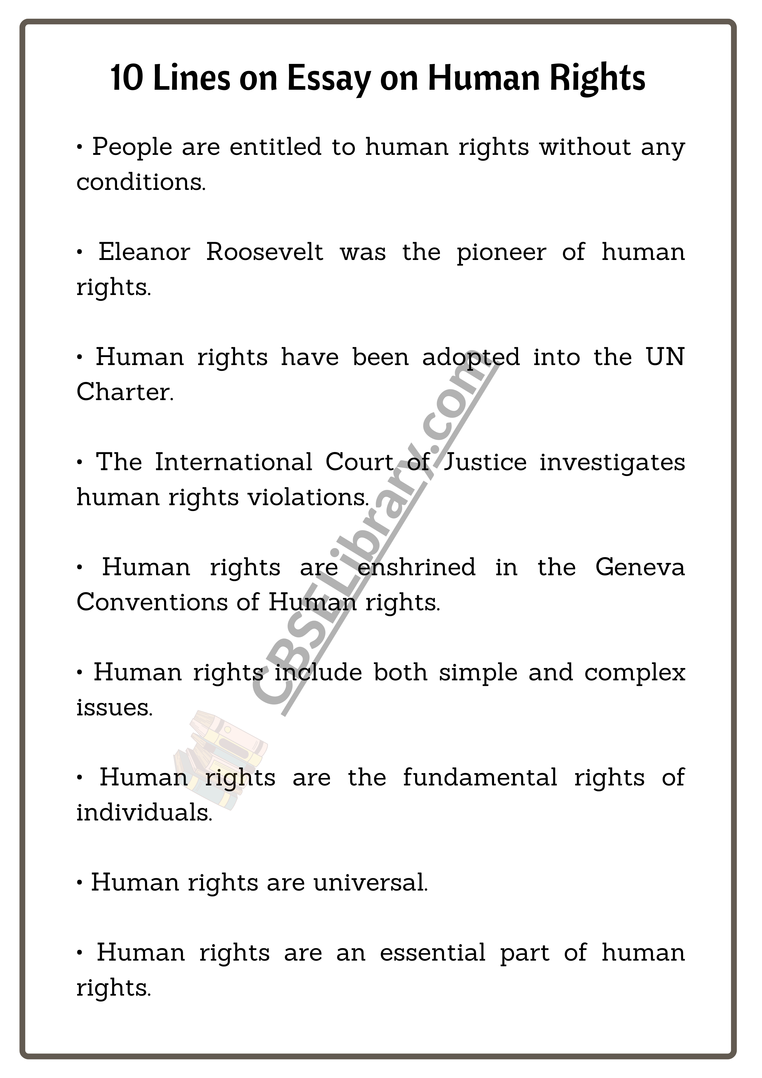 10 Lines on Essay on Human Rights