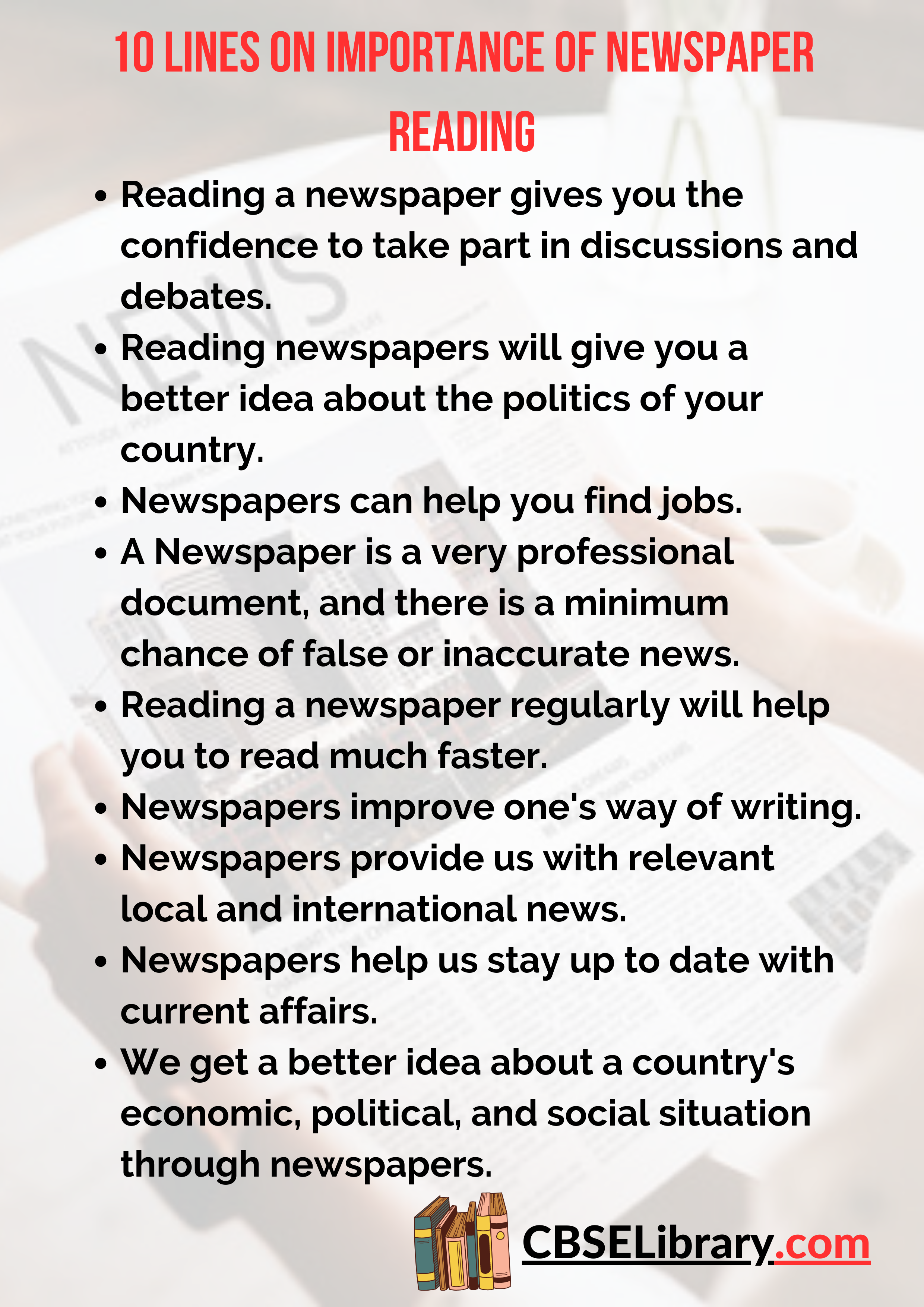 10 Lines on Importance of Newspaper Reading