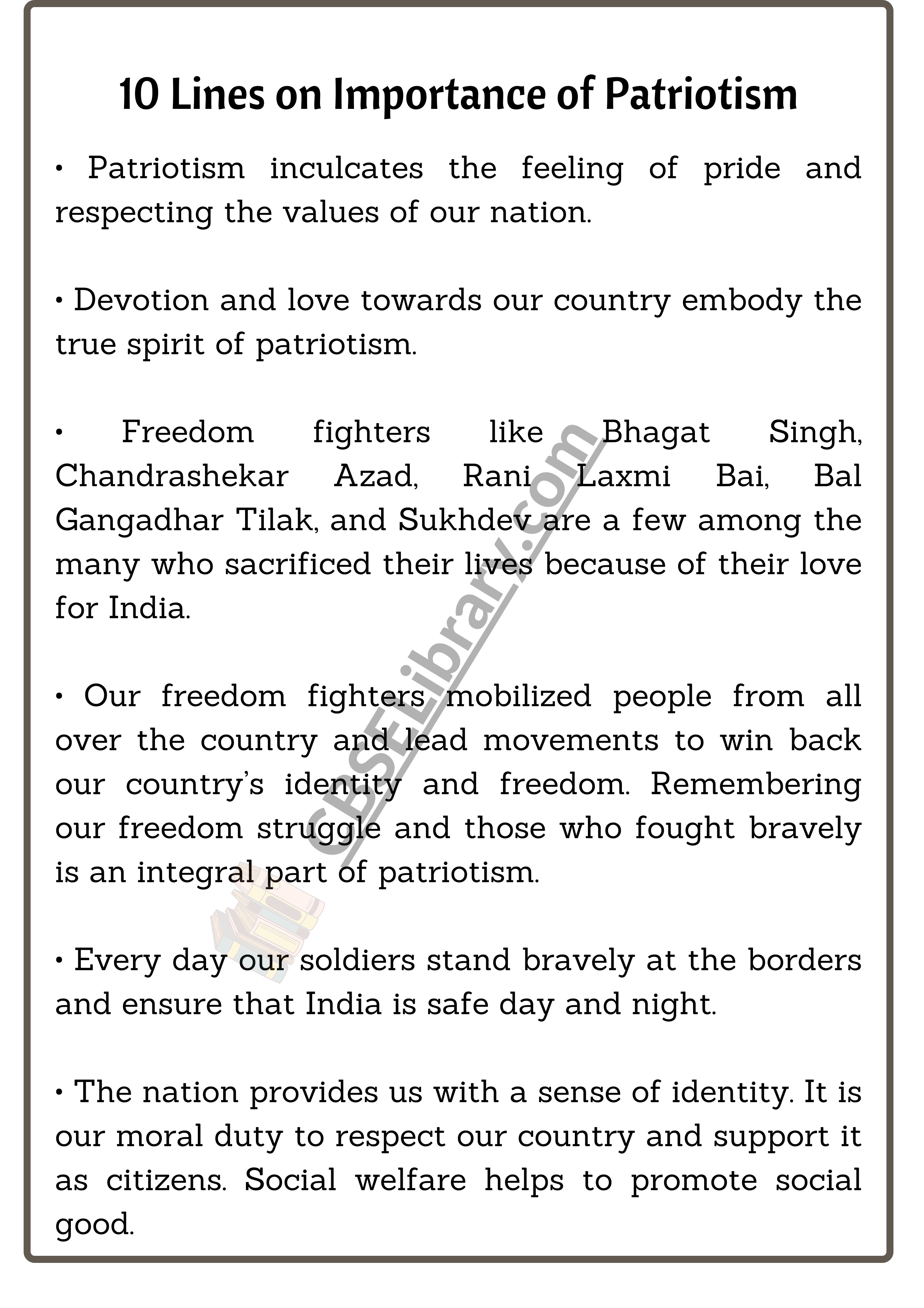 10 Lines on Importance of Patriotism