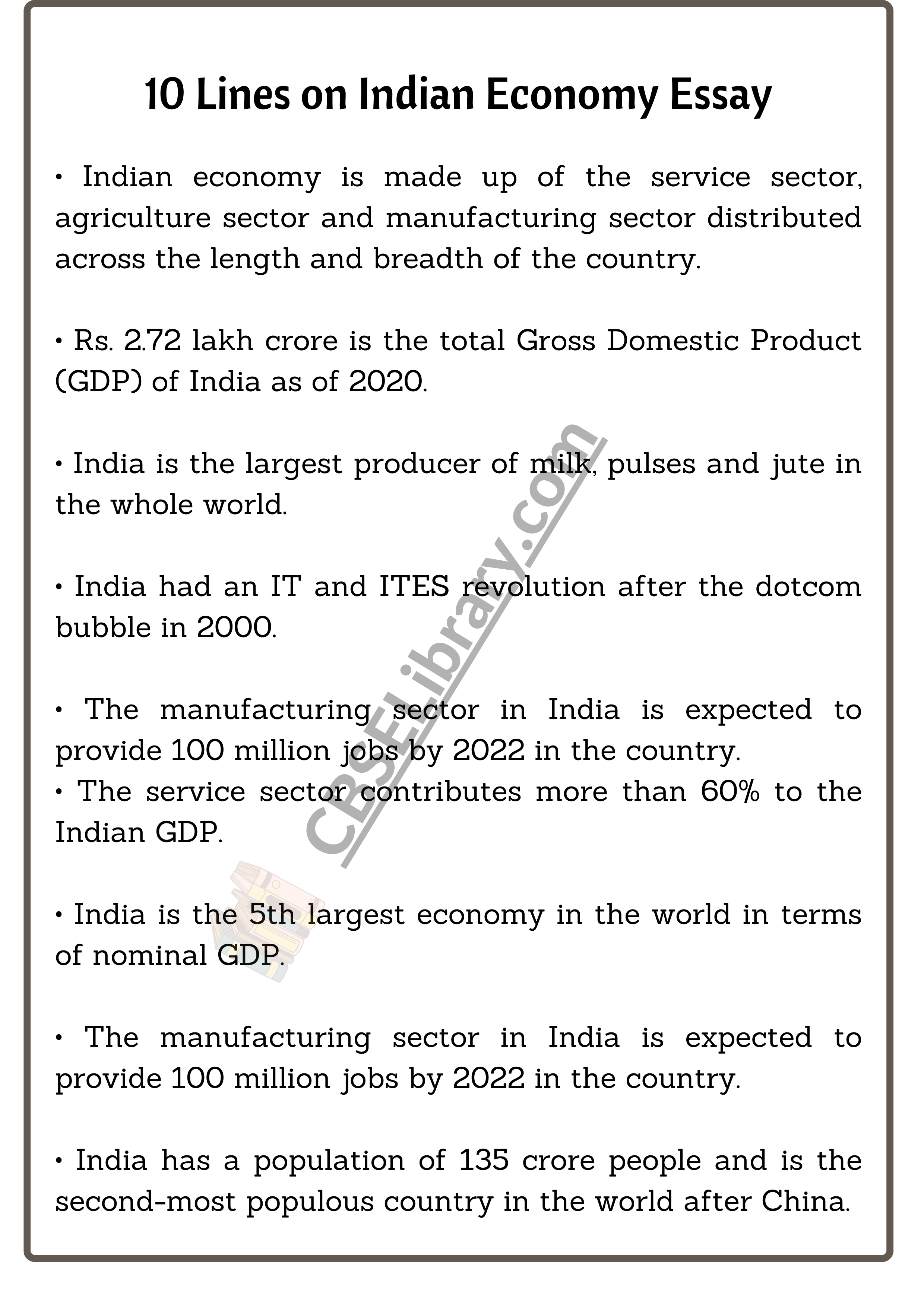 10 Lines on Indian Economy Essay