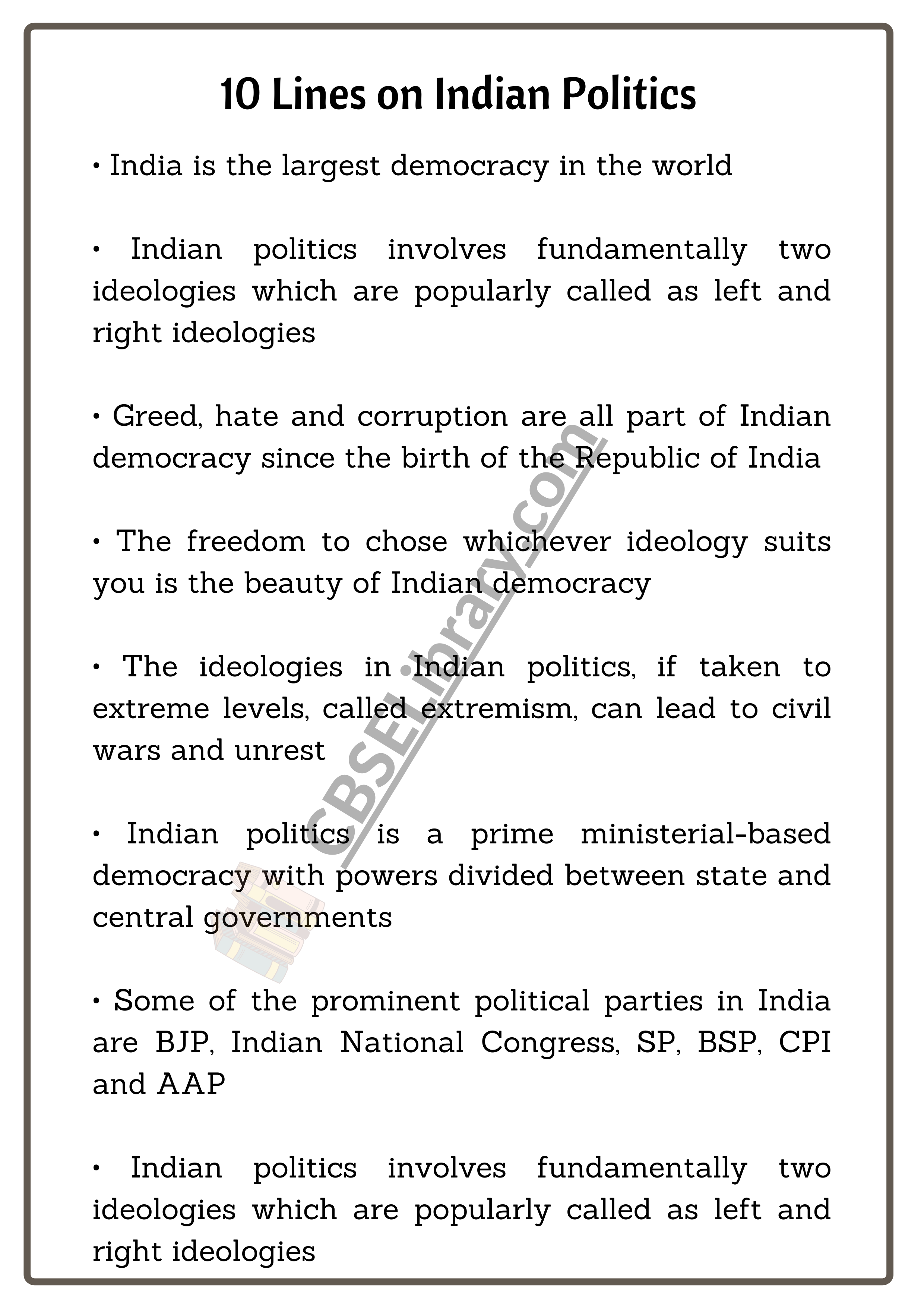 10 Lines on Indian Politics