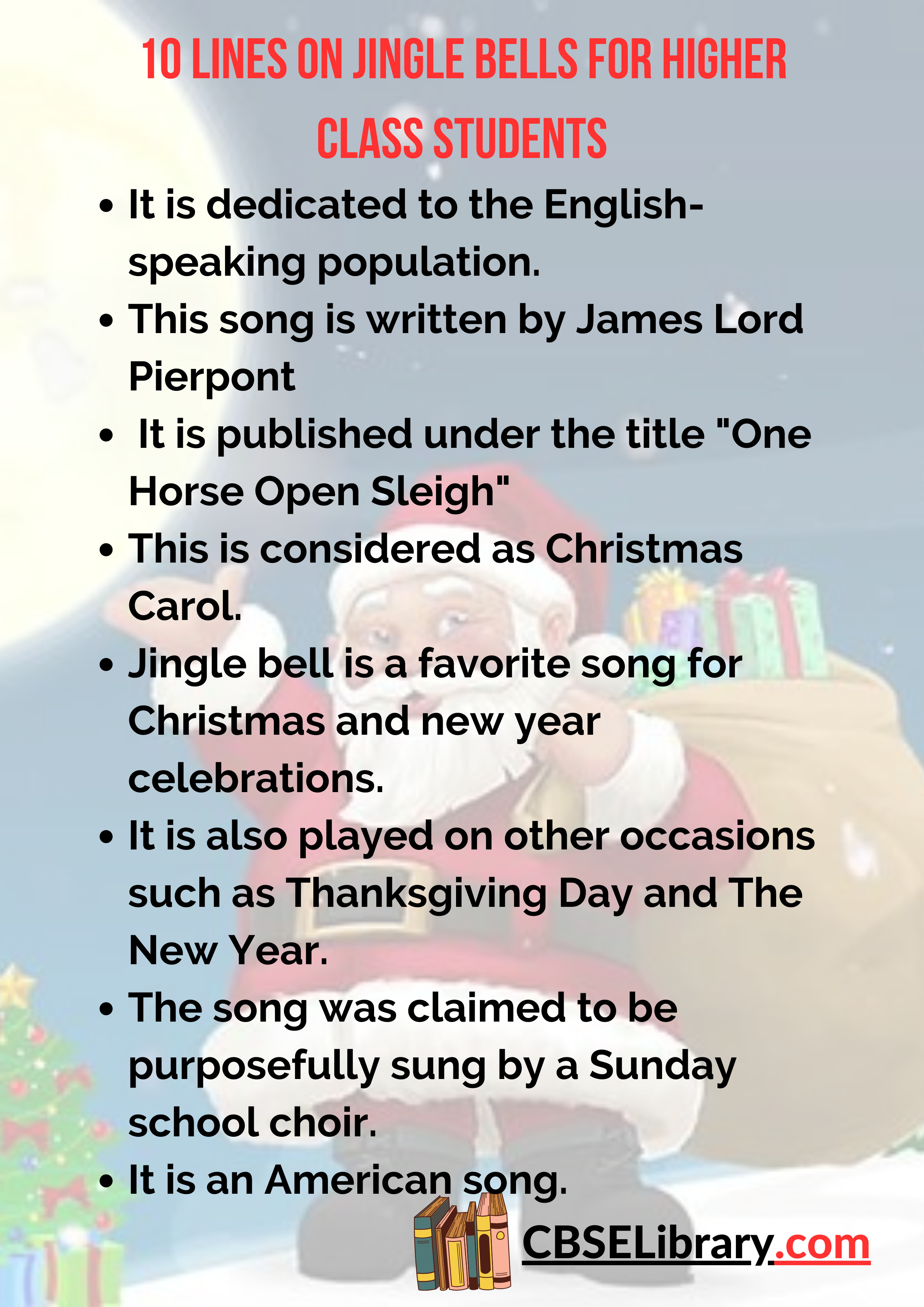 10 Lines on Jingle Bells for Higher Class Students