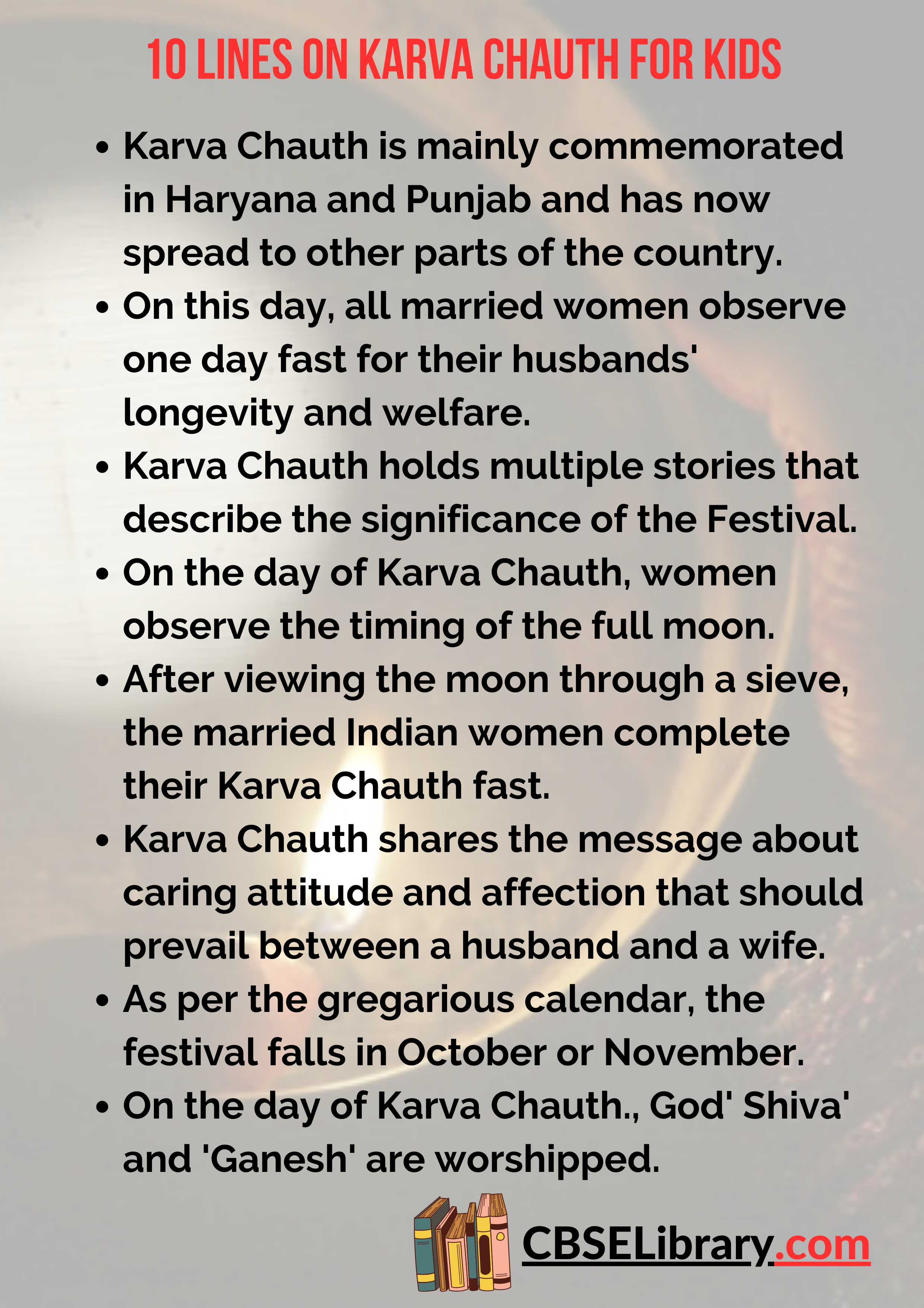 10 Lines on Karva Chauth for Kids