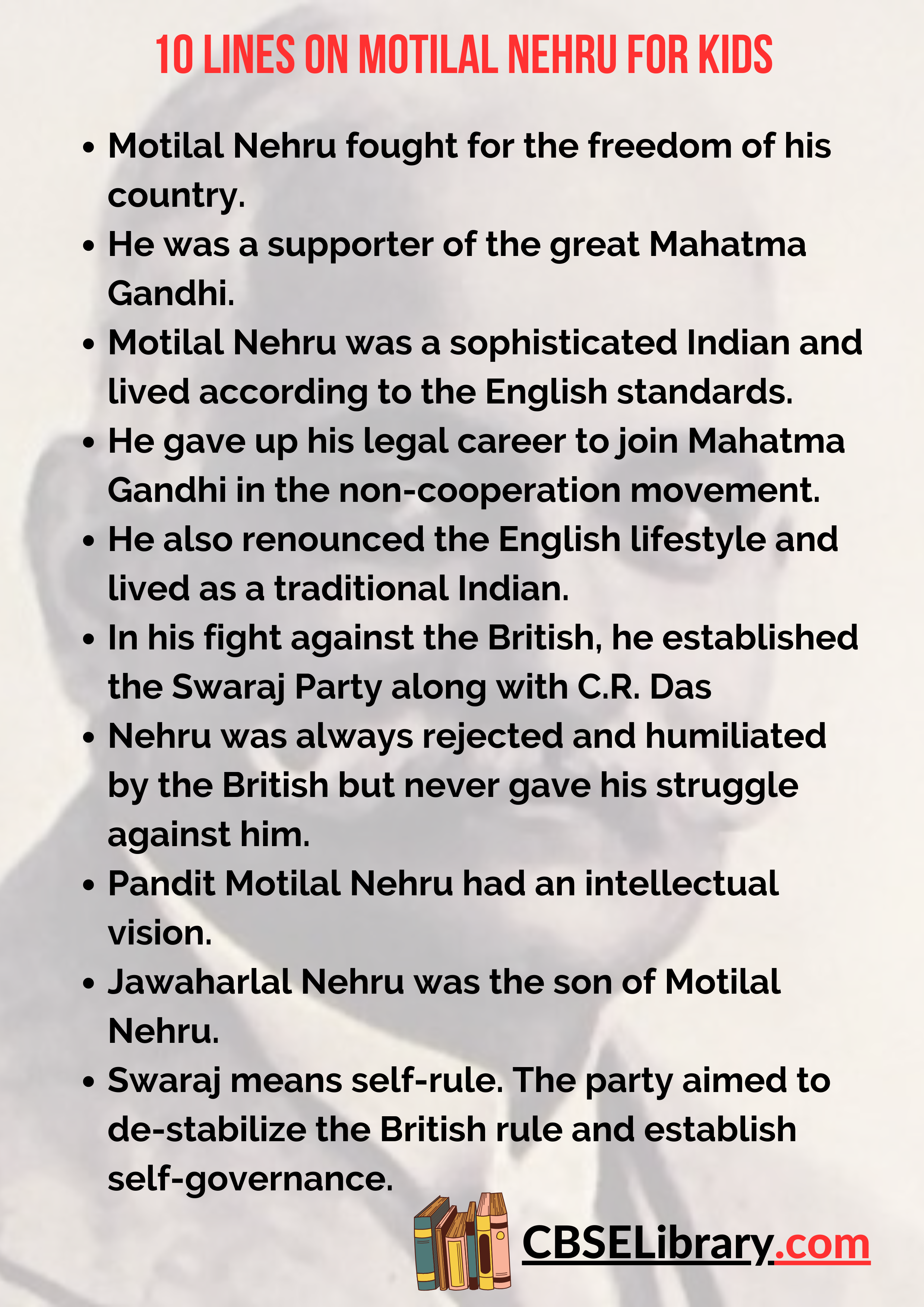 10 Lines on Motilal Nehru for Kids