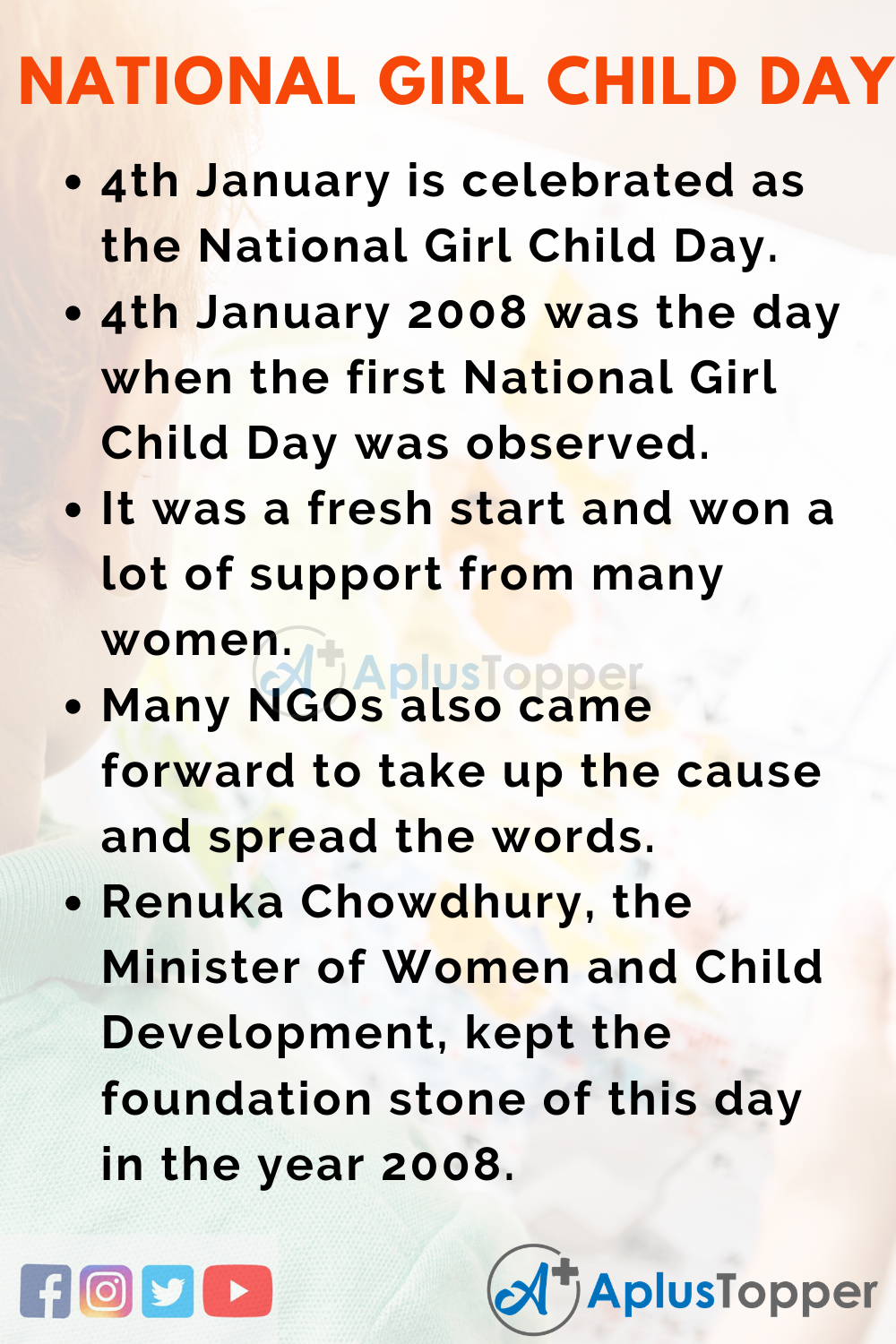 10 Lines on National Girl Child Day for Kids