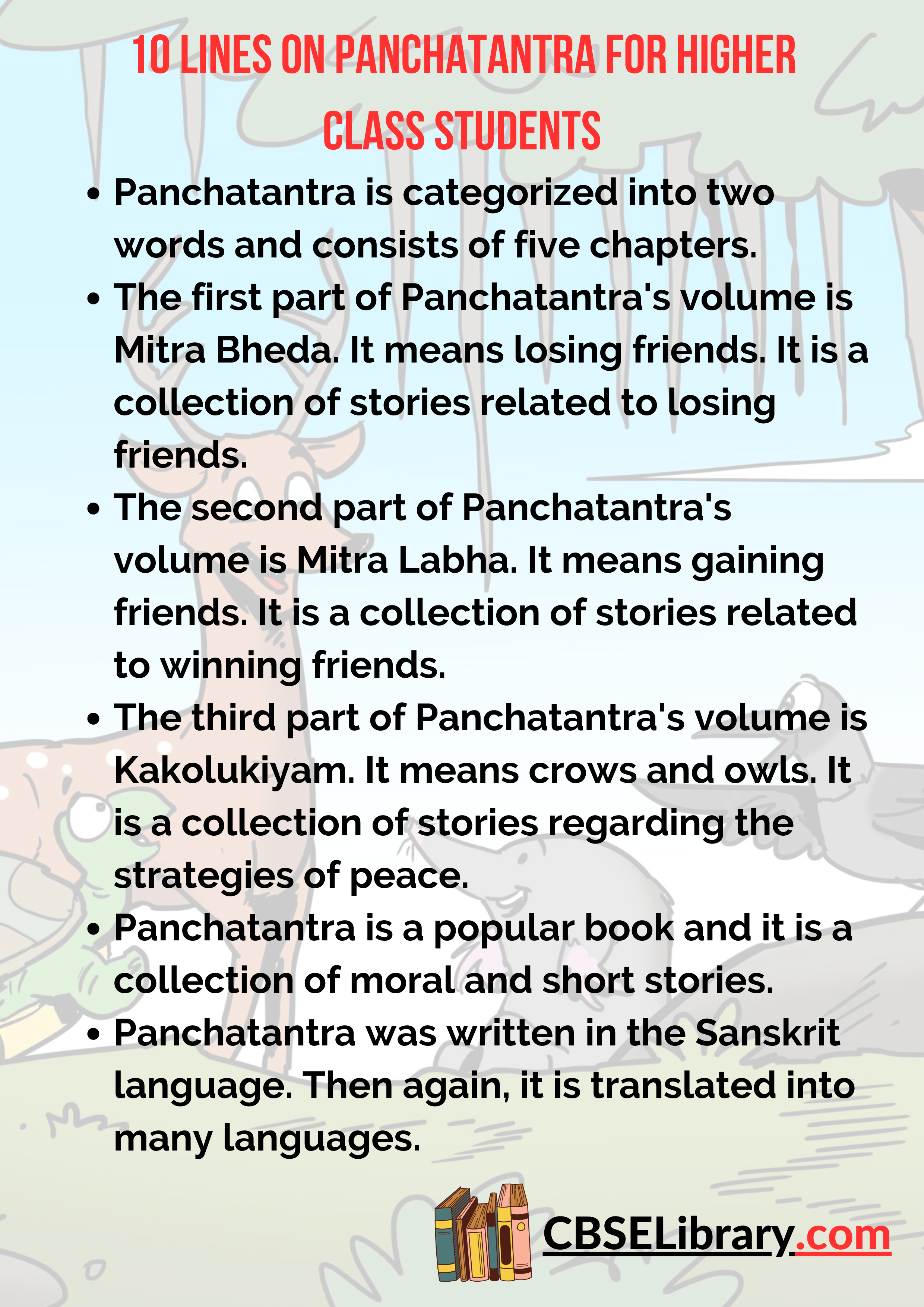 10 Lines on Panchatantra for Higher Class Students