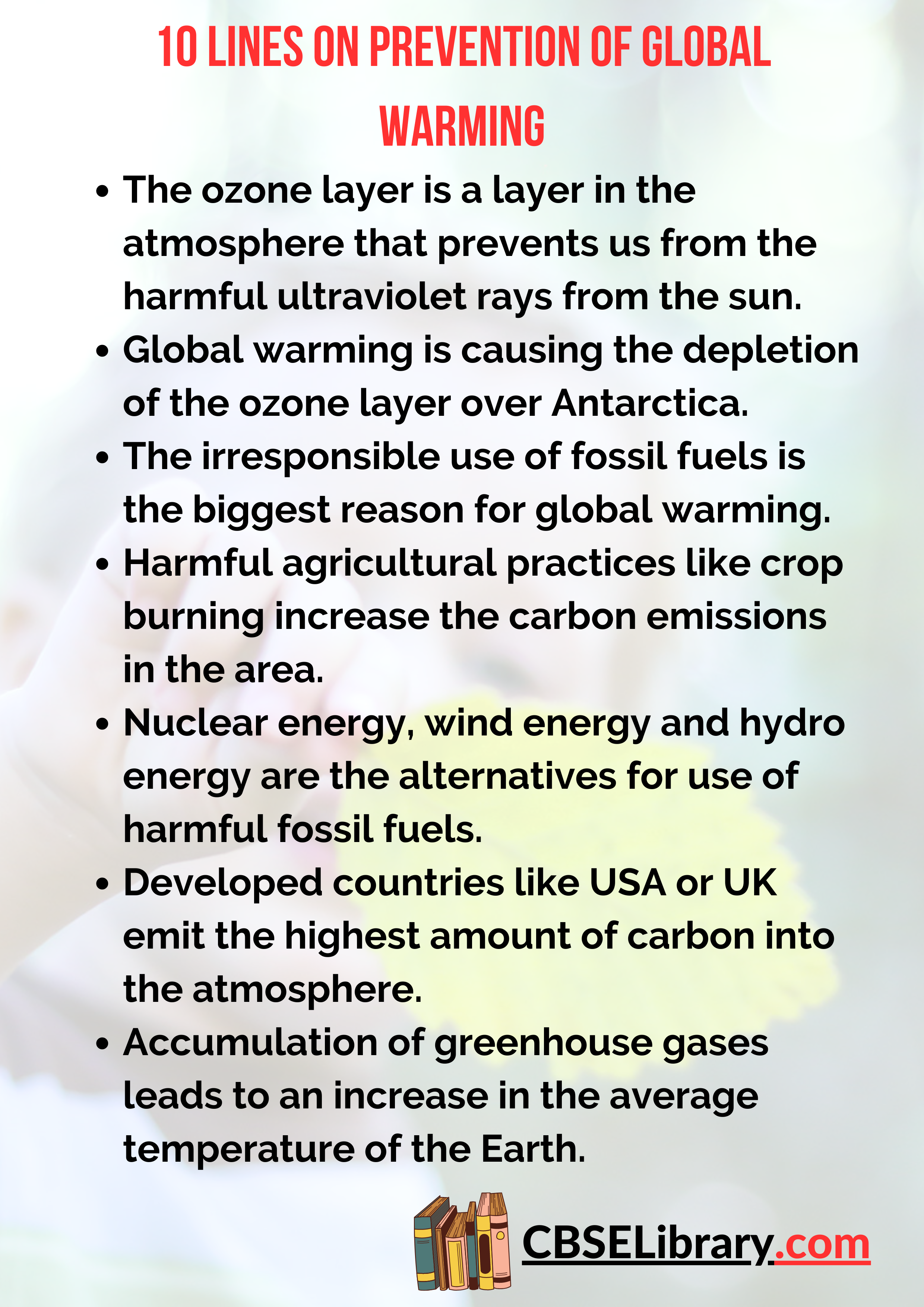 10 Lines on Prevention of Global Warming