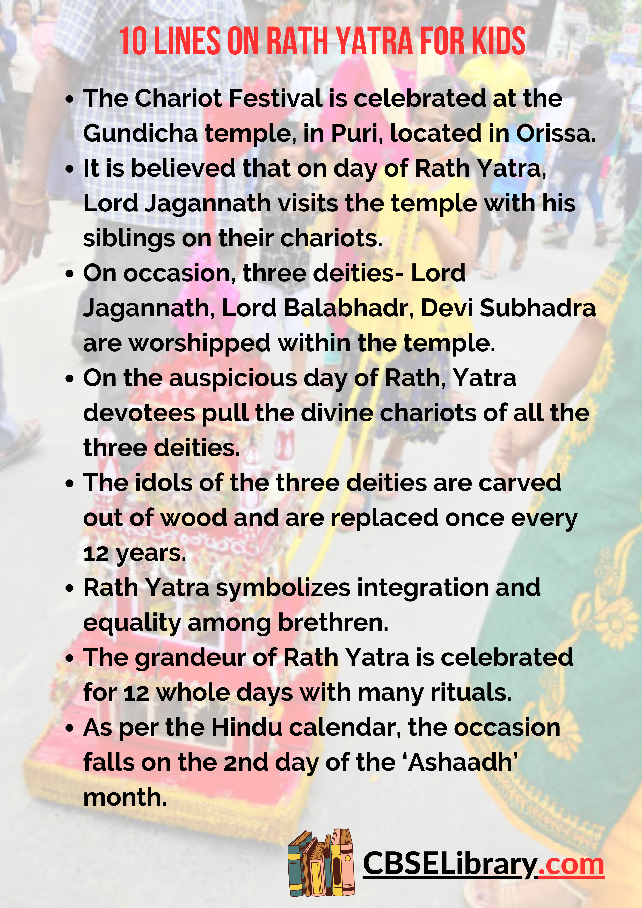10 Lines on Rath Yatra for Kids