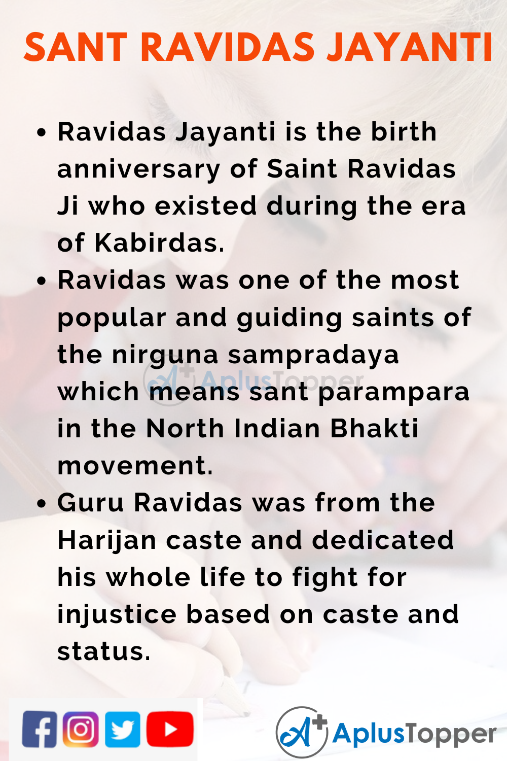 10 Lines on Sant Ravidas Jayanti for Higher Class Students
