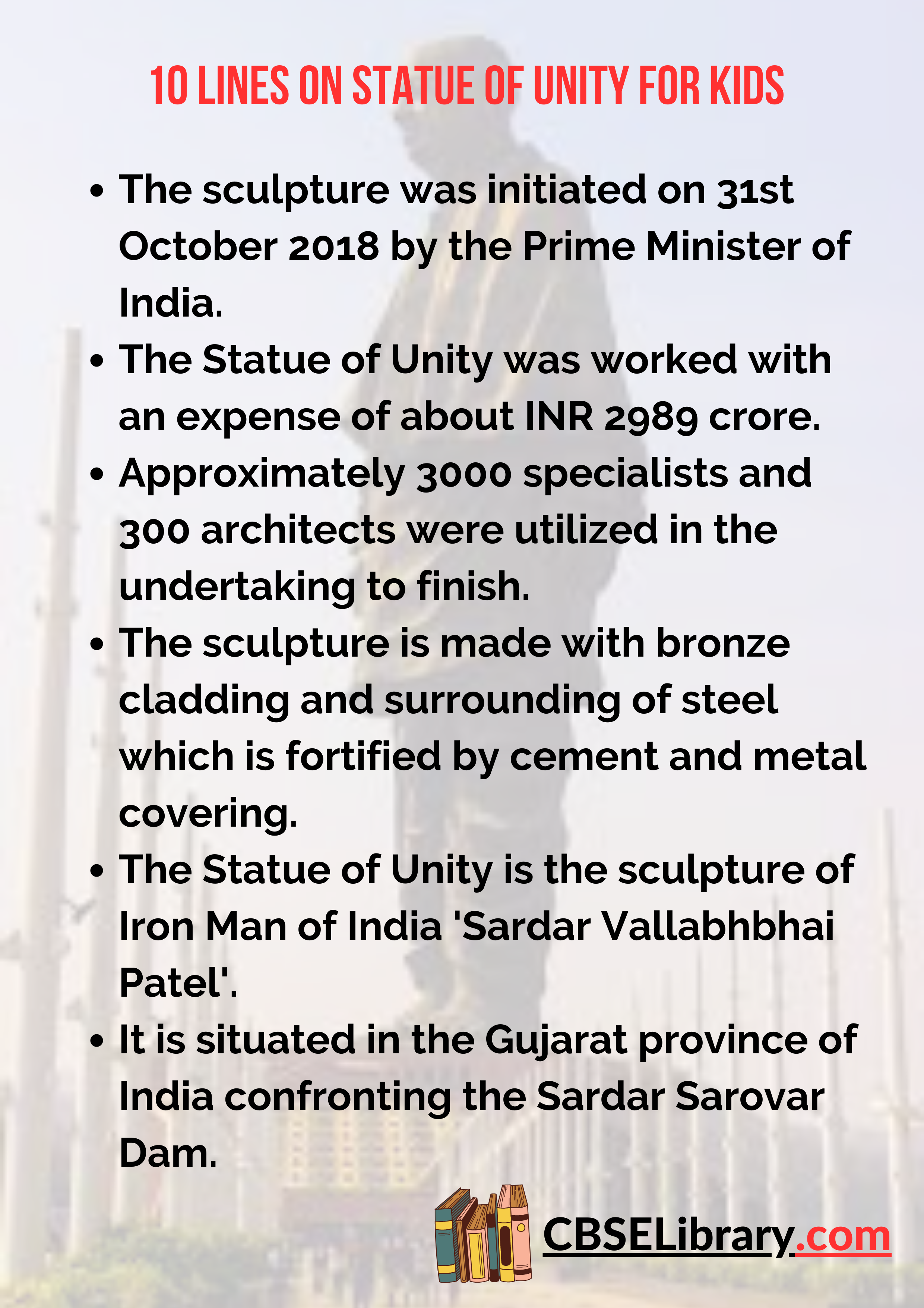 10 Lines on Statue of Unity for Kids