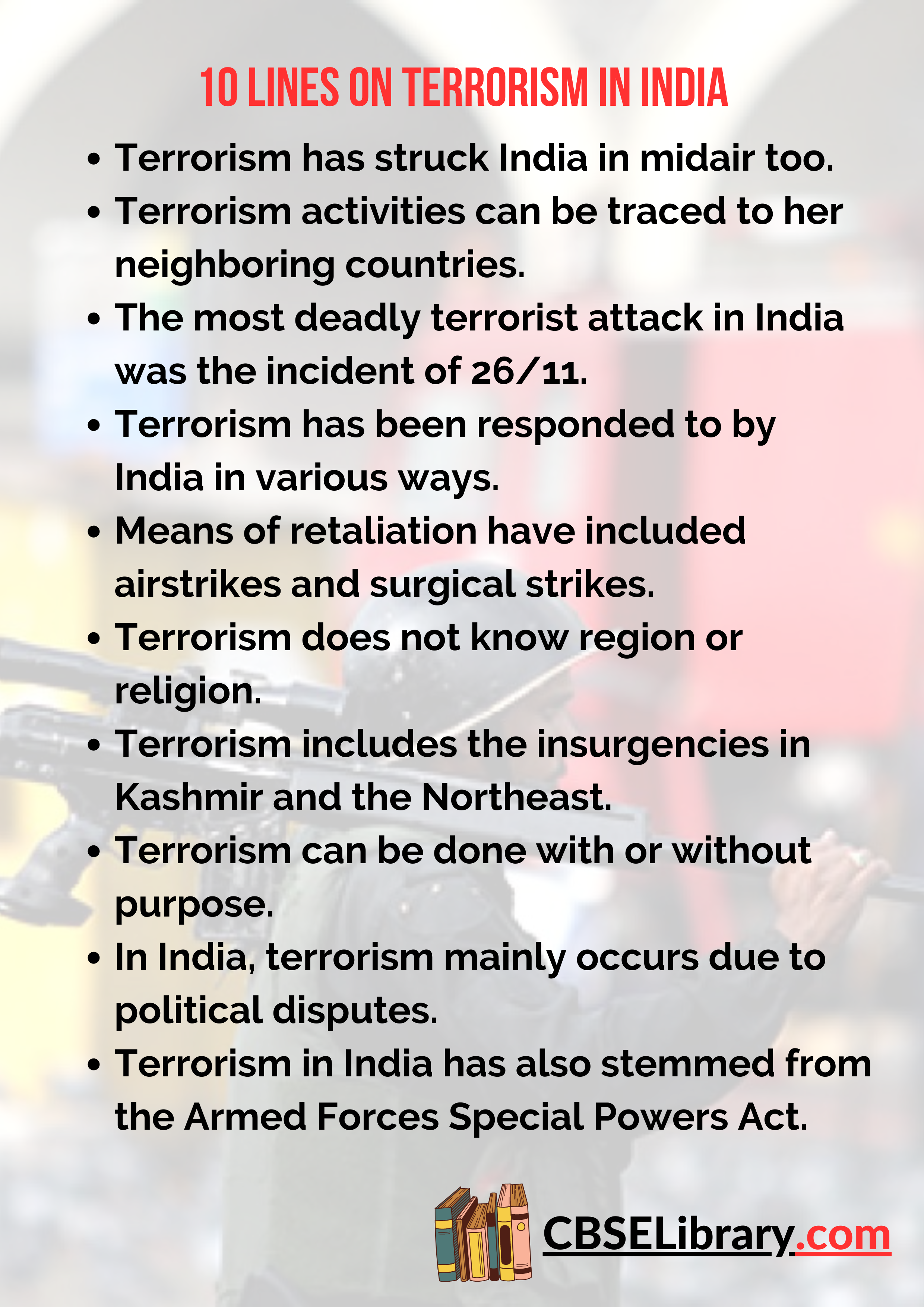10 Lines on Terrorism In India