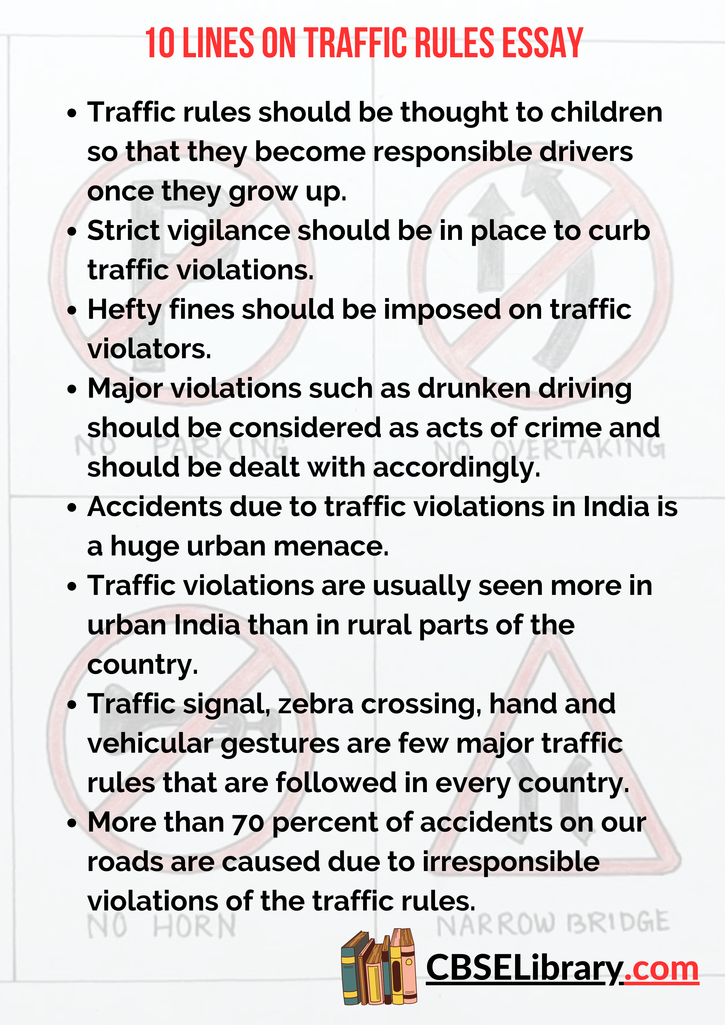 10 Lines on Traffic Rules Essay