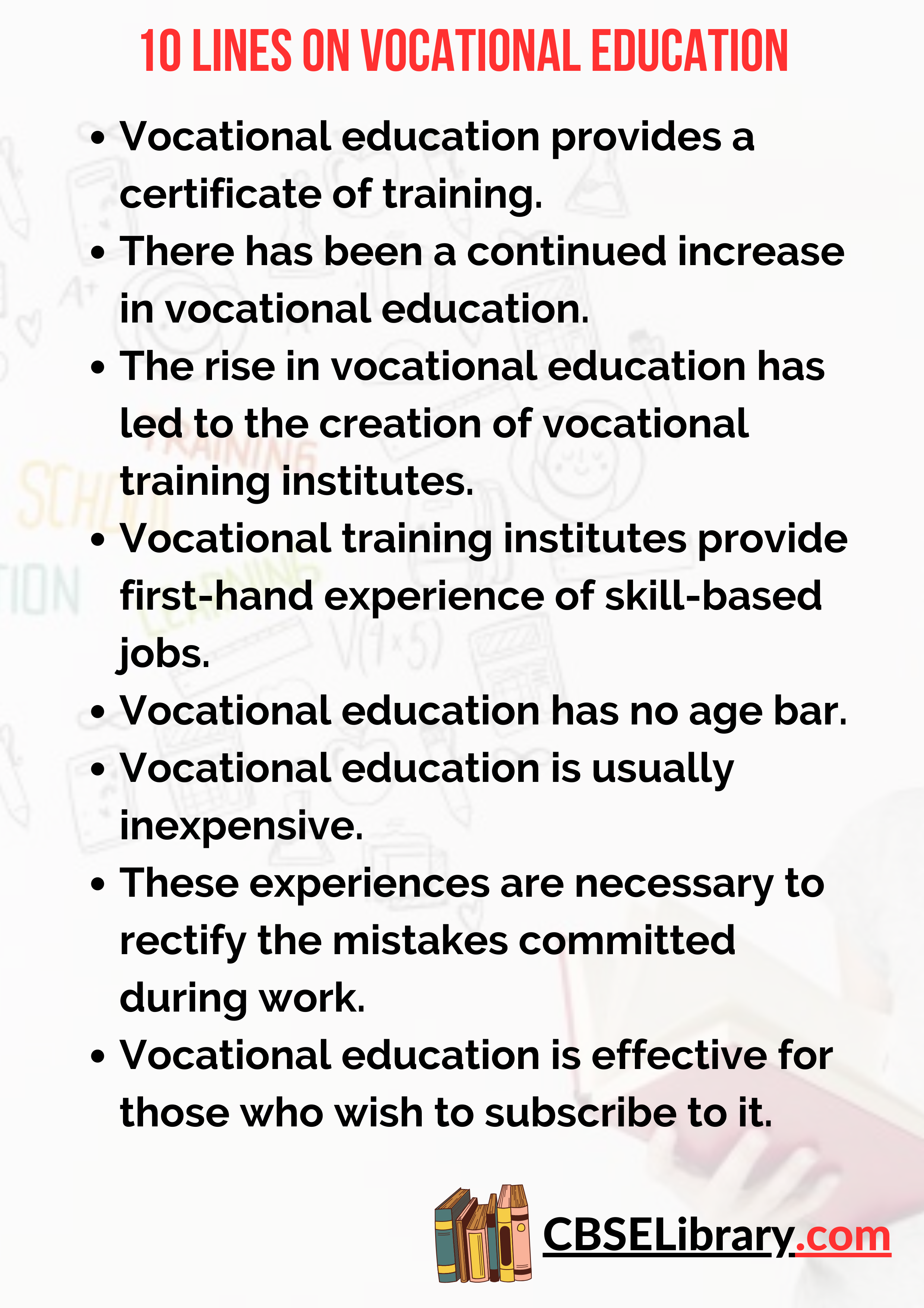 10 Lines on Vocational Education