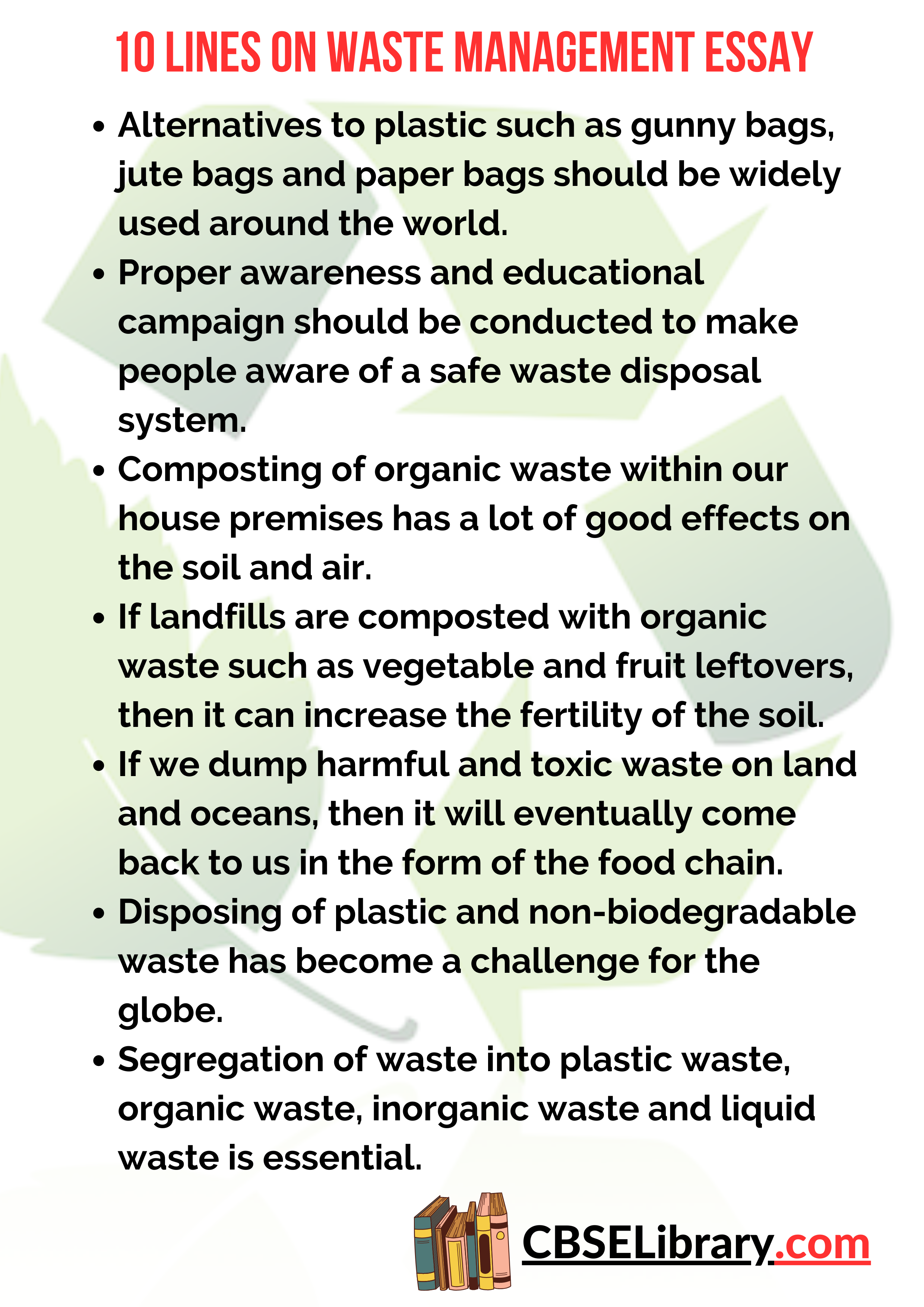10 Lines on Waste Management Essay
