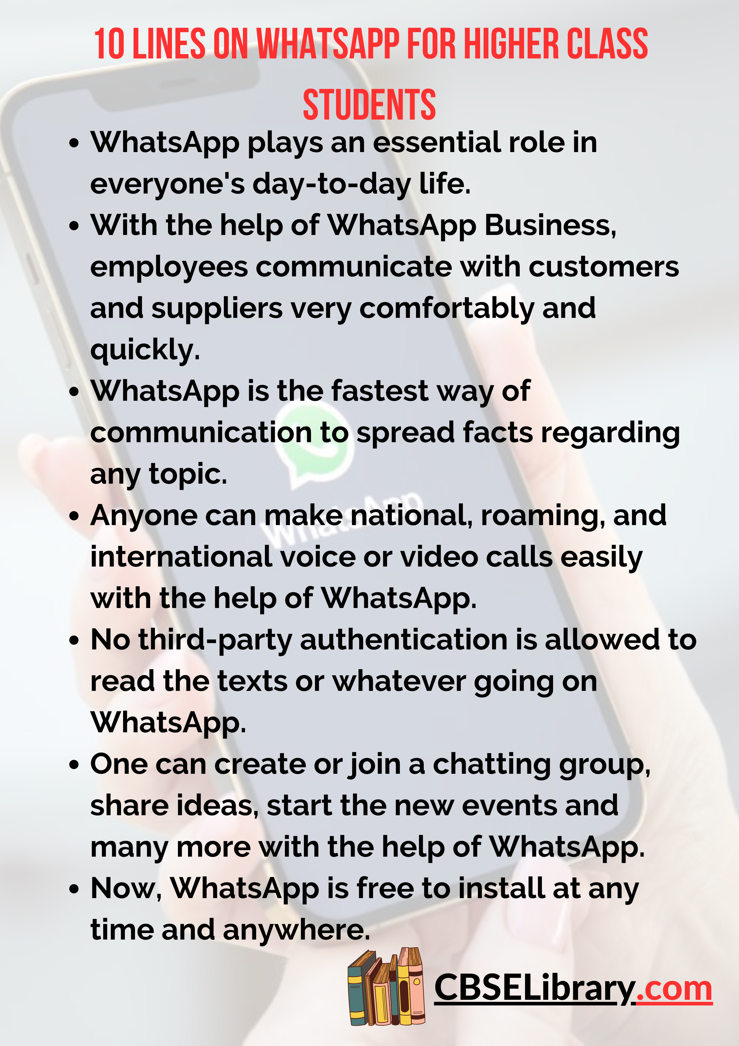 10 Lines on WhatsApp for Higher Class Students
