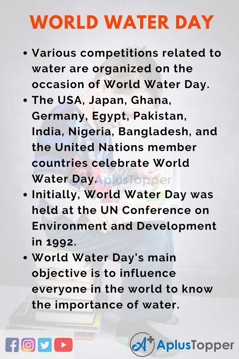 10 Lines on World Water Day for Higher Class Students