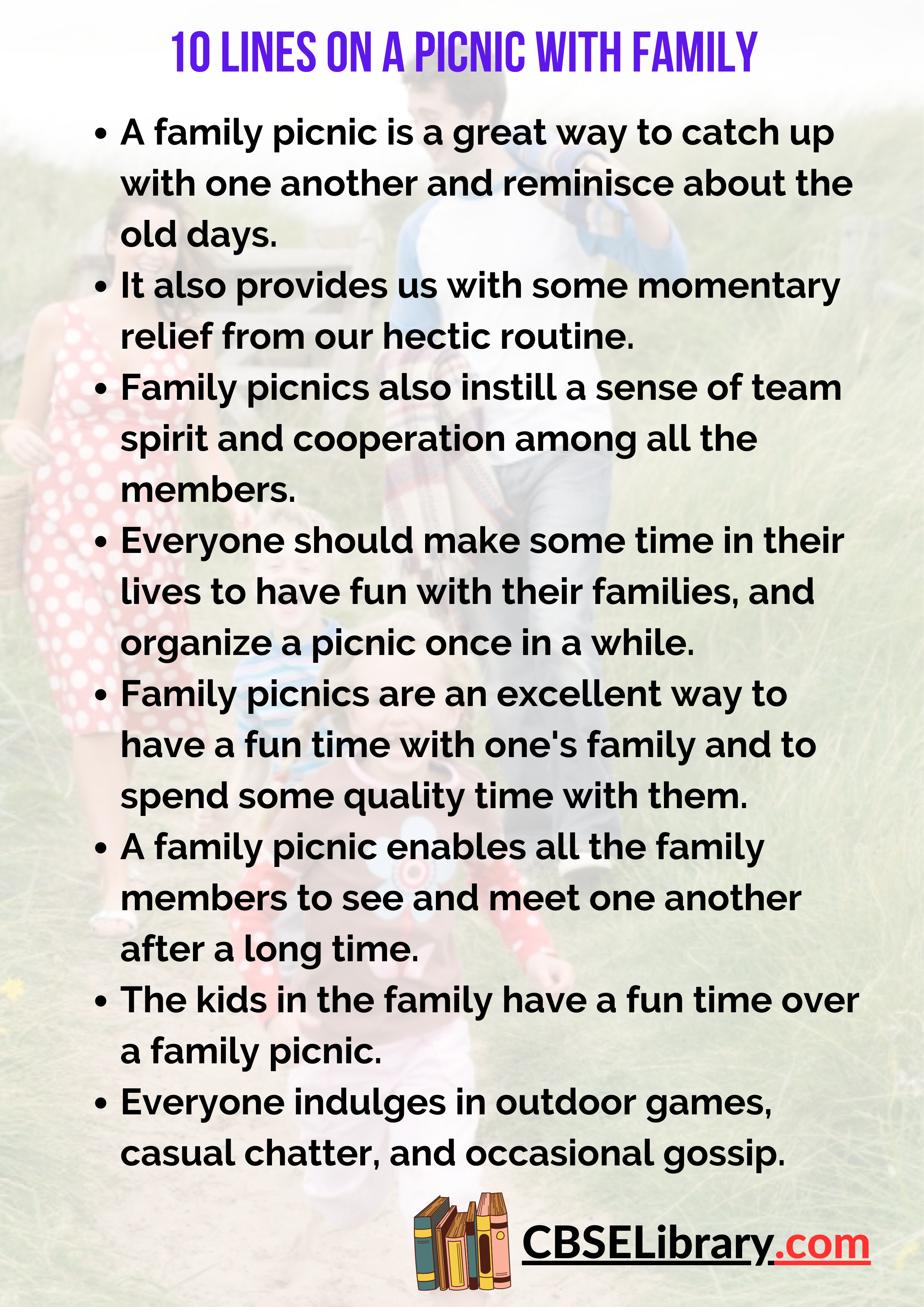 10 Lines on a Picnic with Family